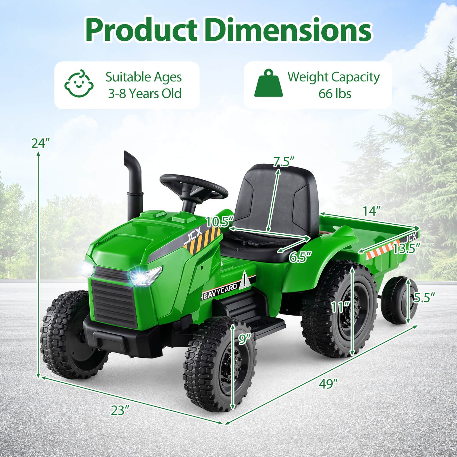 2-in-1 Kids Ride On Tractor 12V Battery Powered Toy Car w/ Remote Control
