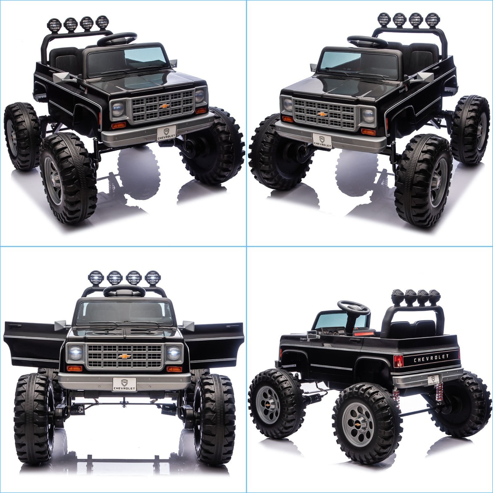 Kids Electric Ride On Truck Chevrolet Cheyenne 24V Remote Bluetooth LED Black