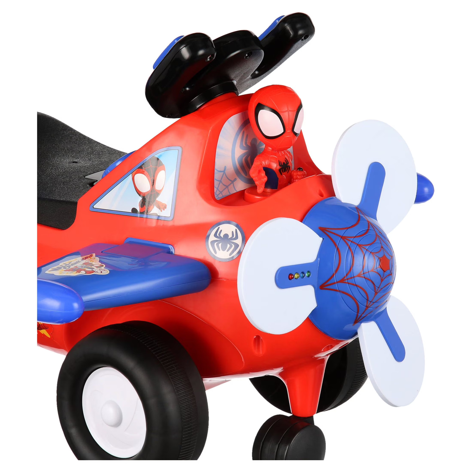 Kids Ride On Toy Car Spider-Man Airplane Sounds Light-Up Spinning Propeller