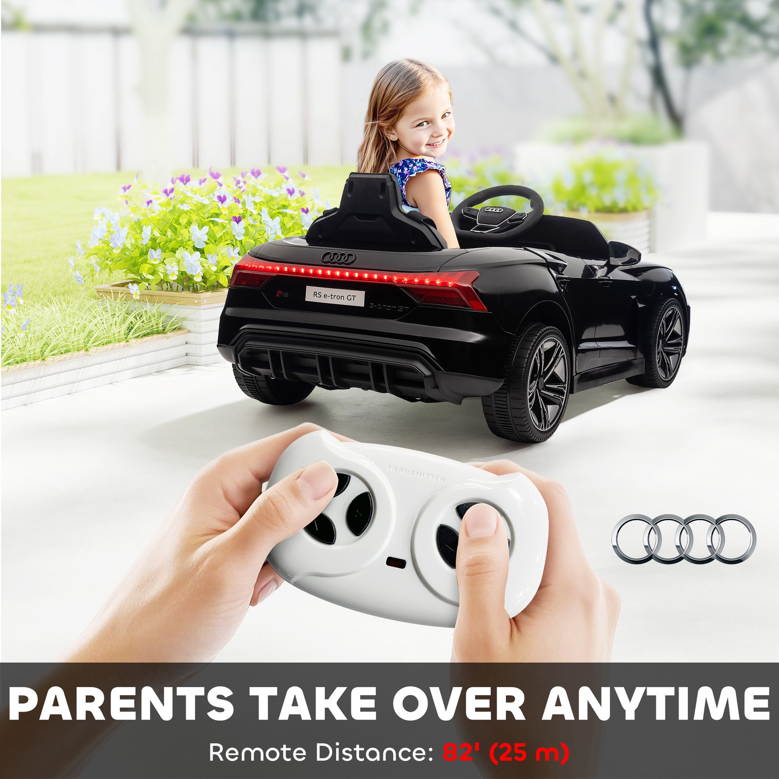 Licensed Audi 12V Electric Ride on Car with Remote Control, Horn Honking, Black