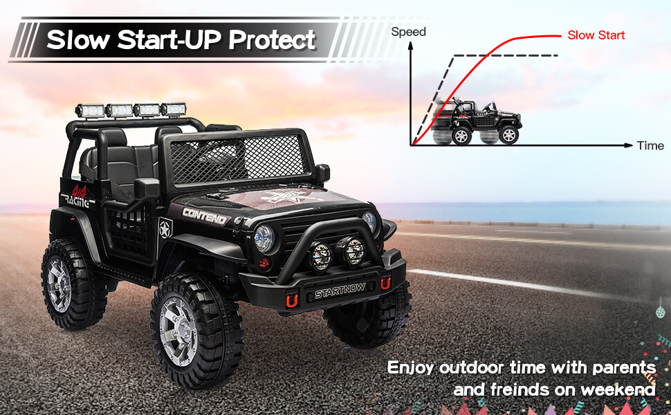 Electric 12V Kids Ride on Car Toy Truck Off Road Jeep 2 Seater w/Remote Control