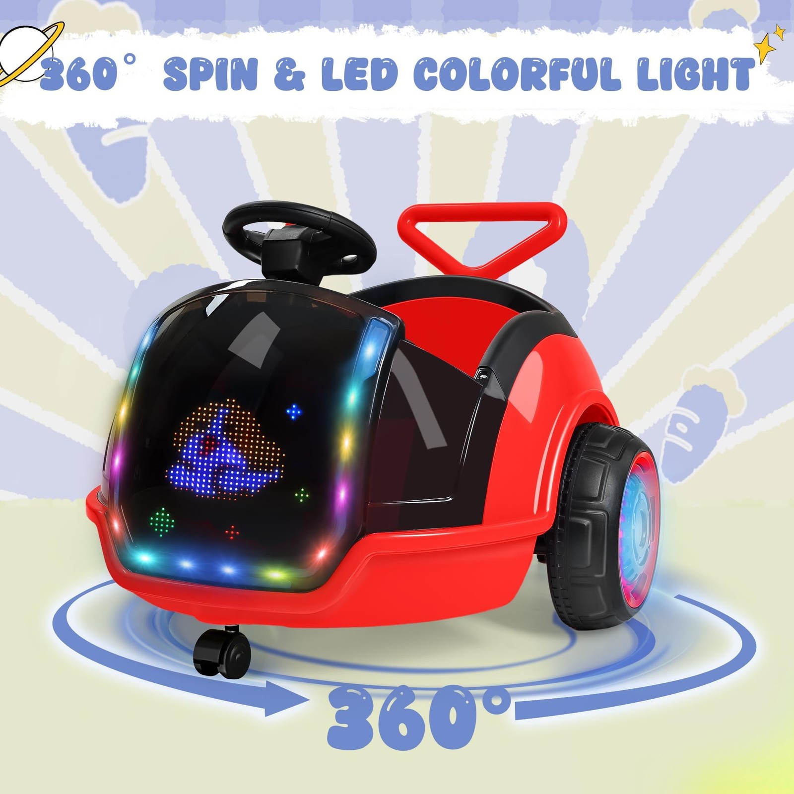 ANPABO 3-in-1 Electric Push Ride On Car, 12V Kids Ride On Toy w/Remote Contro…
