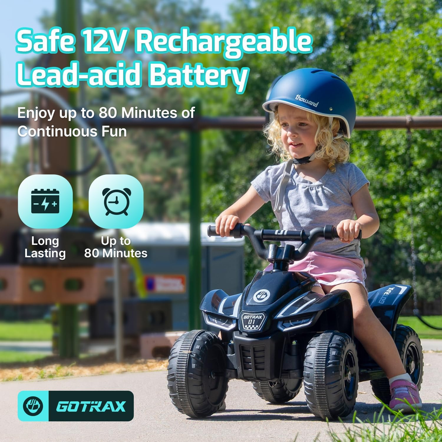 Gotrax RT1 Ride on Toys for Toddlers 1.5-4, Safe 12V Lead-Acid Battery up to 80
