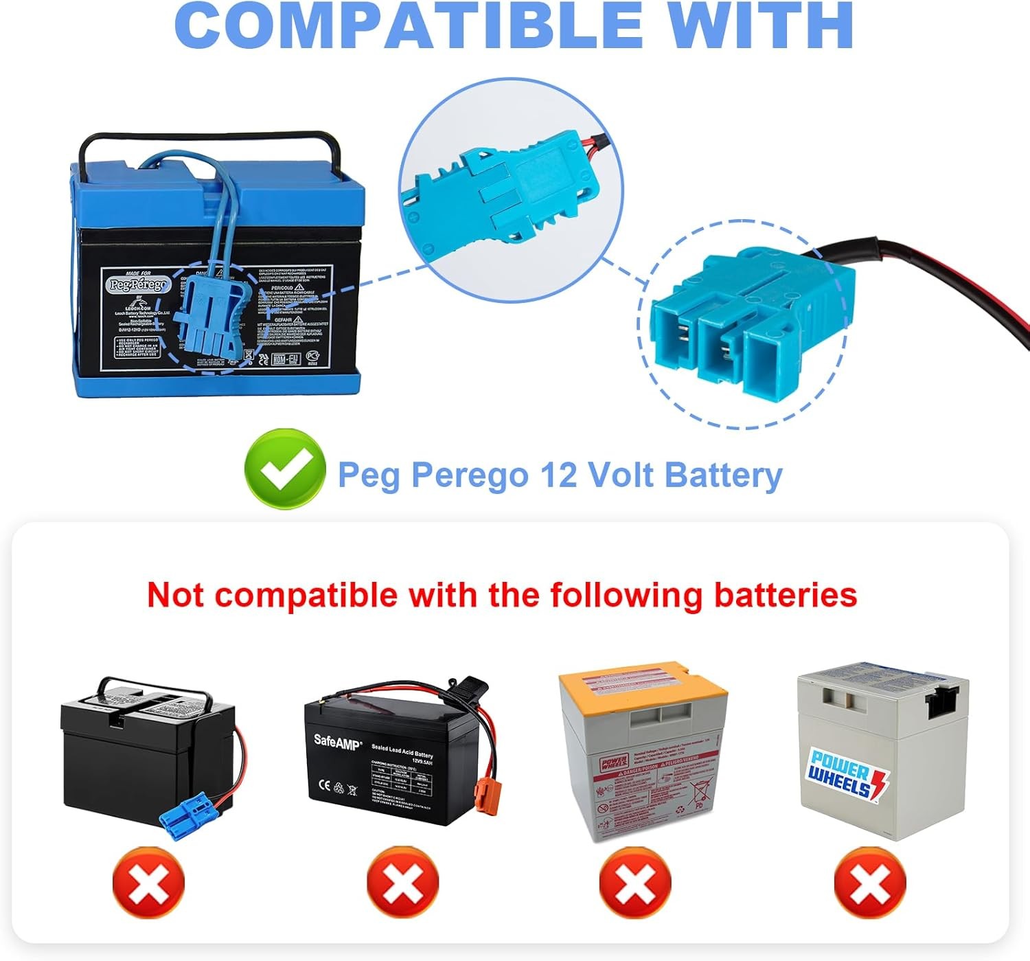 12V Battery Charger for Ride On Toy Car Tractor Gator RZR Replacement Power