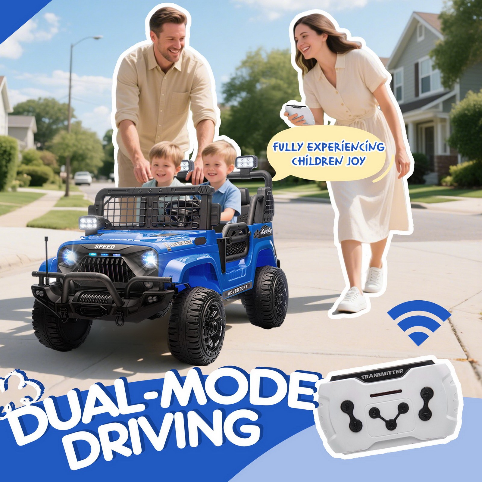 Dual Motors 24V 2-Seater Off-Road Ride On Jeep Car Toy Parent Control LED Music