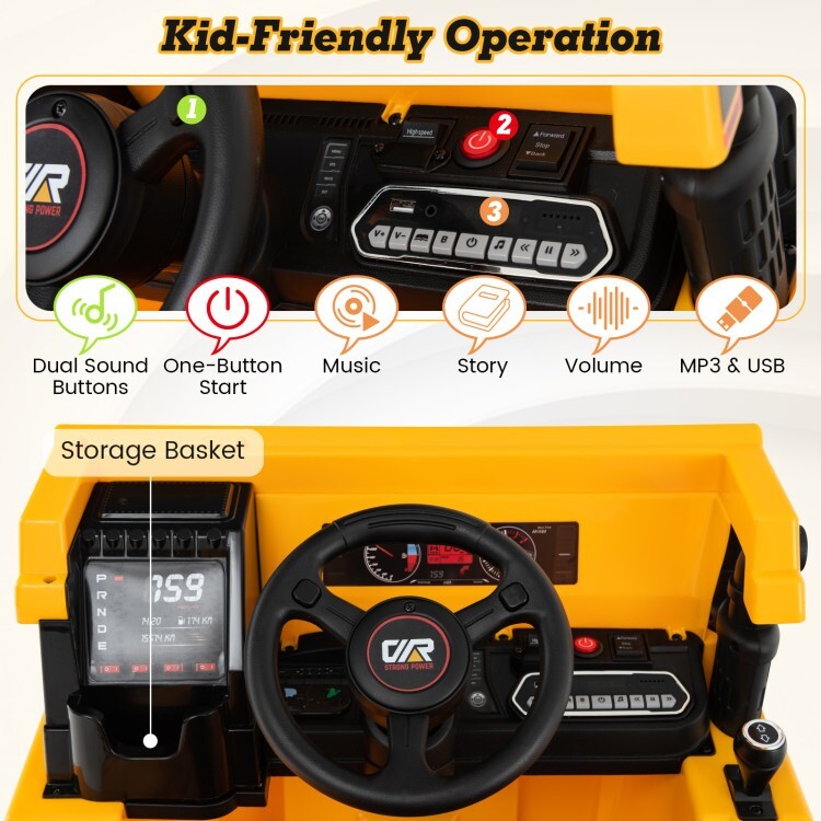 12V Battery Kids Ride on Electric Dump Truck Car Gift Kids w/Electric Dump Bed