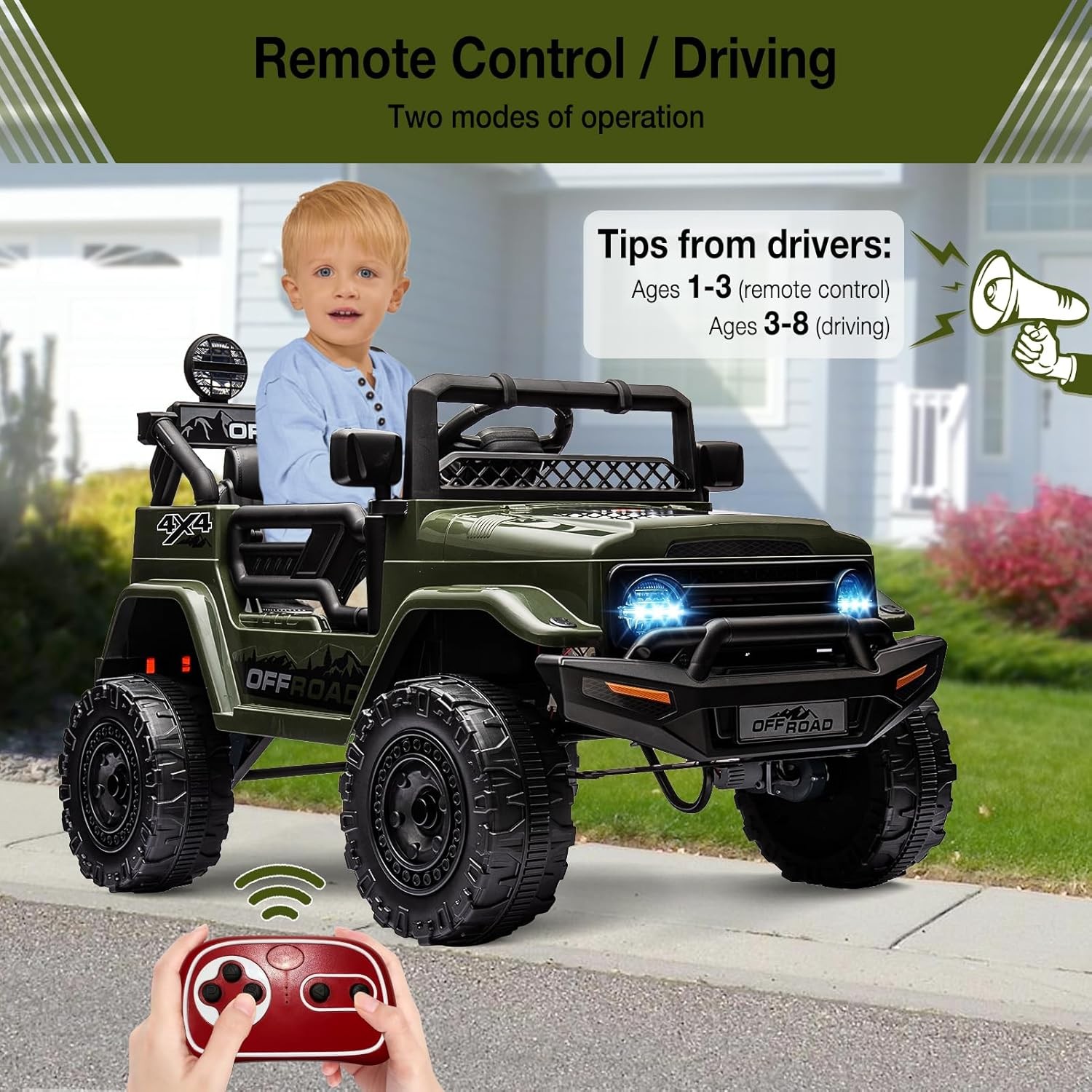 12V Kids Ride on Car Toy,3Rd Gear,Spring Suspension,Safety Brake and Bluetooth
