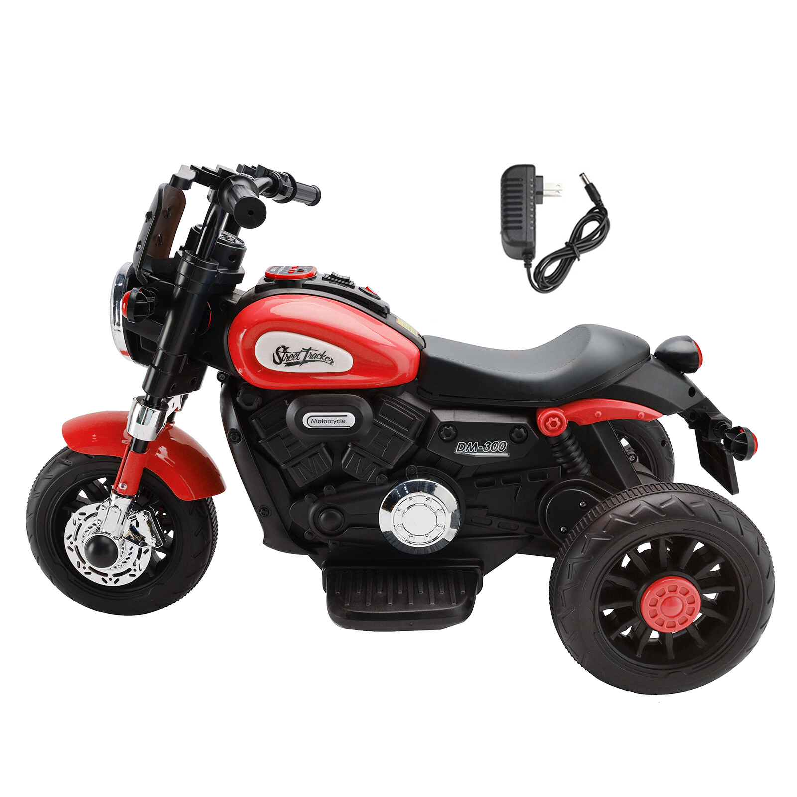 3 Wheel Kids Ride On Motorcycle 6V Powered Electric Dual Drive Toy Car Red