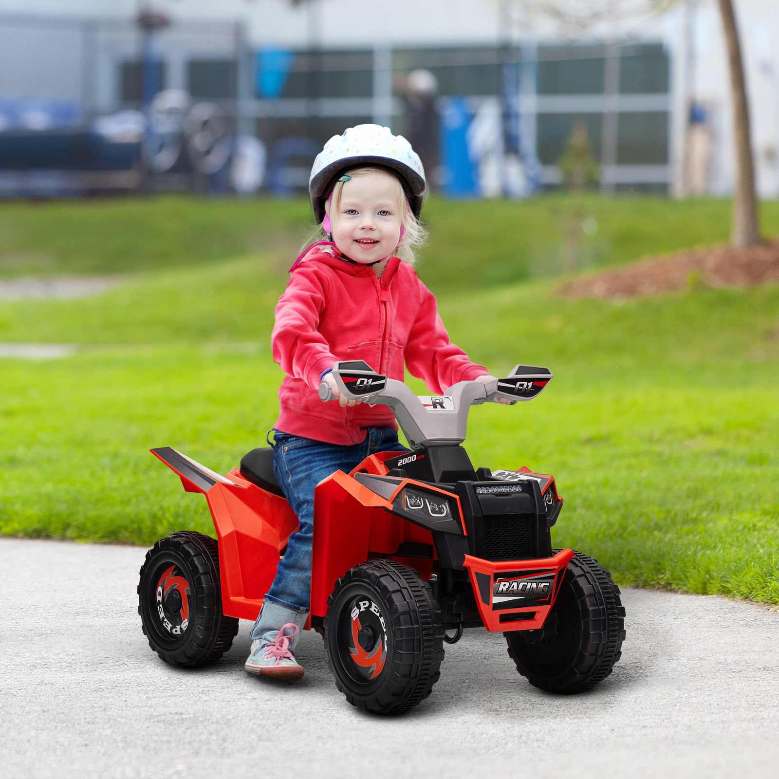 Kids ATV Quad Car, 6V Four-Wheeler w/ Forward Backward, Red