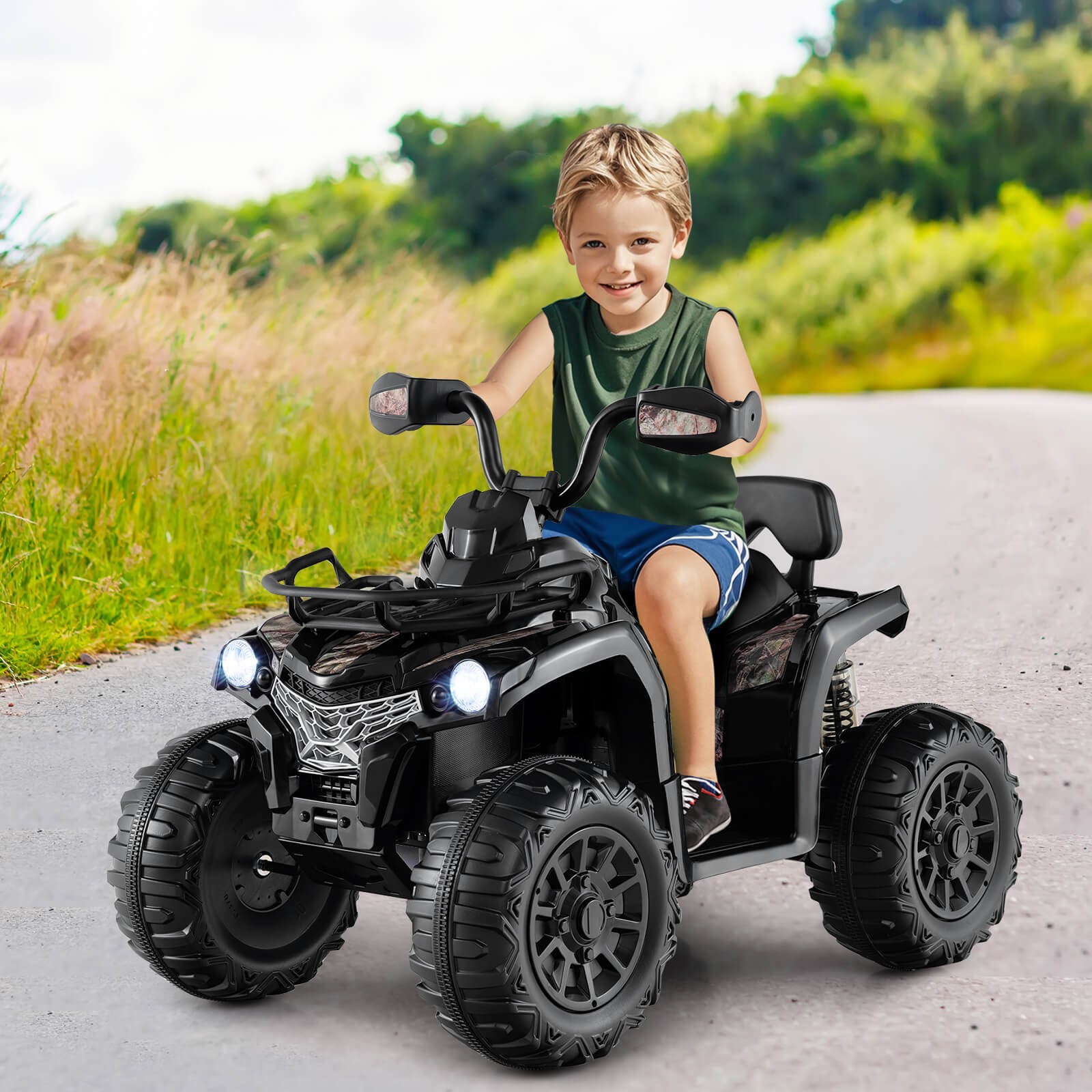 12V Kids Ride ATV Electric 4-Wheeler Quad w/ Music & Headlights