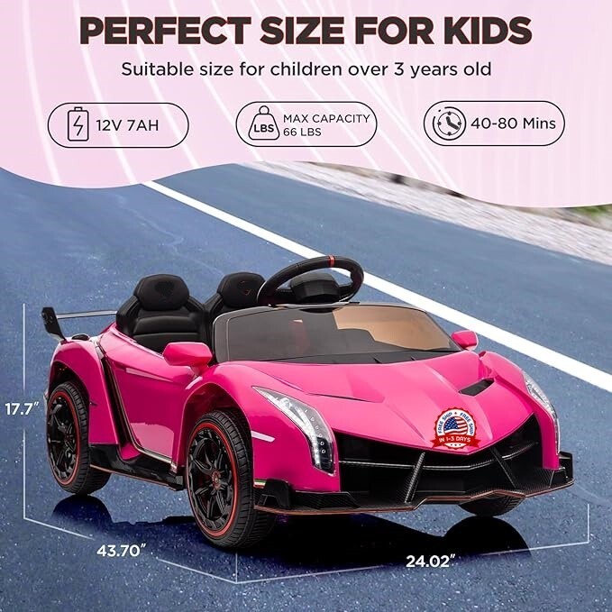 Carro Electrico Para Niñas Niña Bateria Recargable Con Control Remoto Musica Luz
