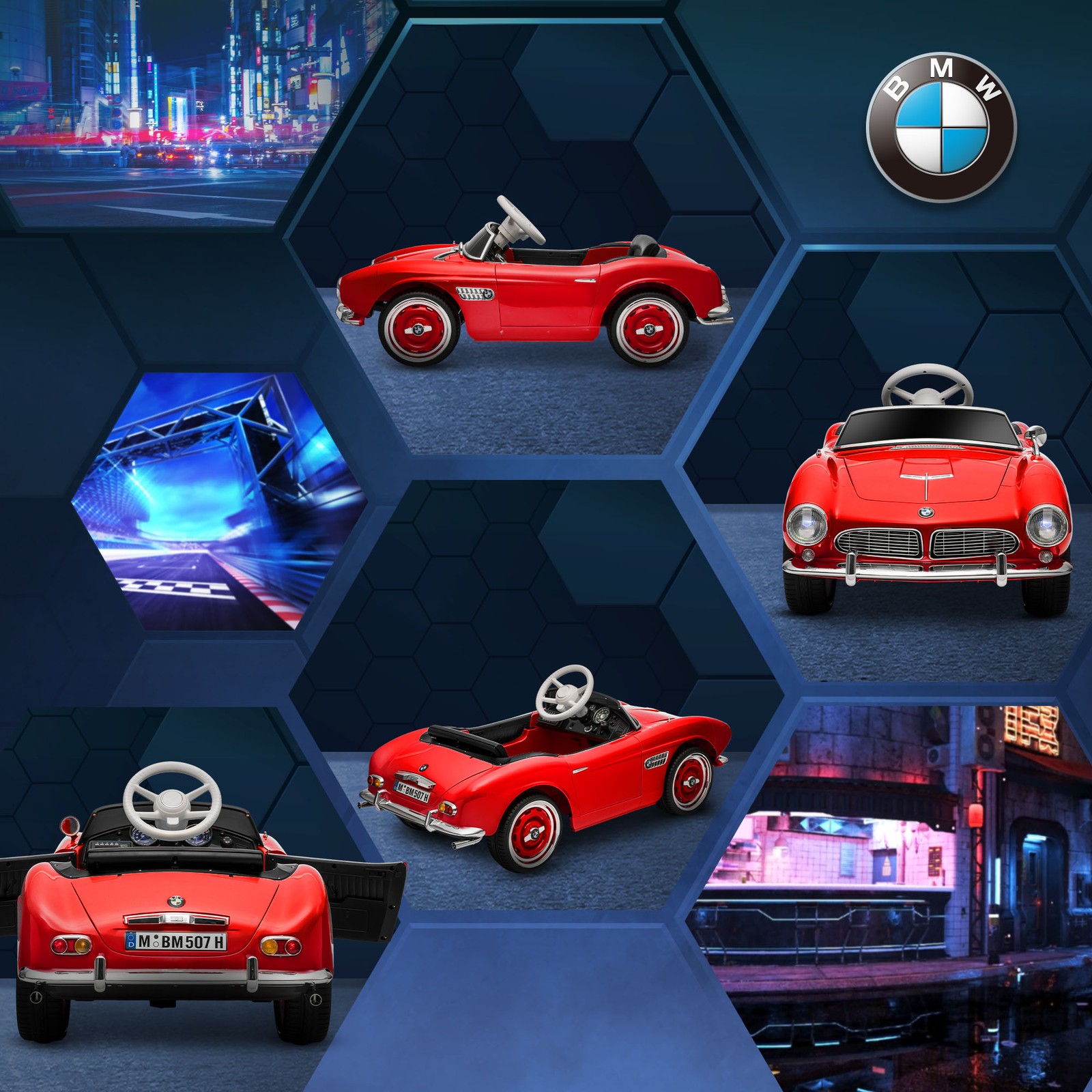 Licensed BMW 12V Kid Electric Ride-On Car with Easy Transport, Red