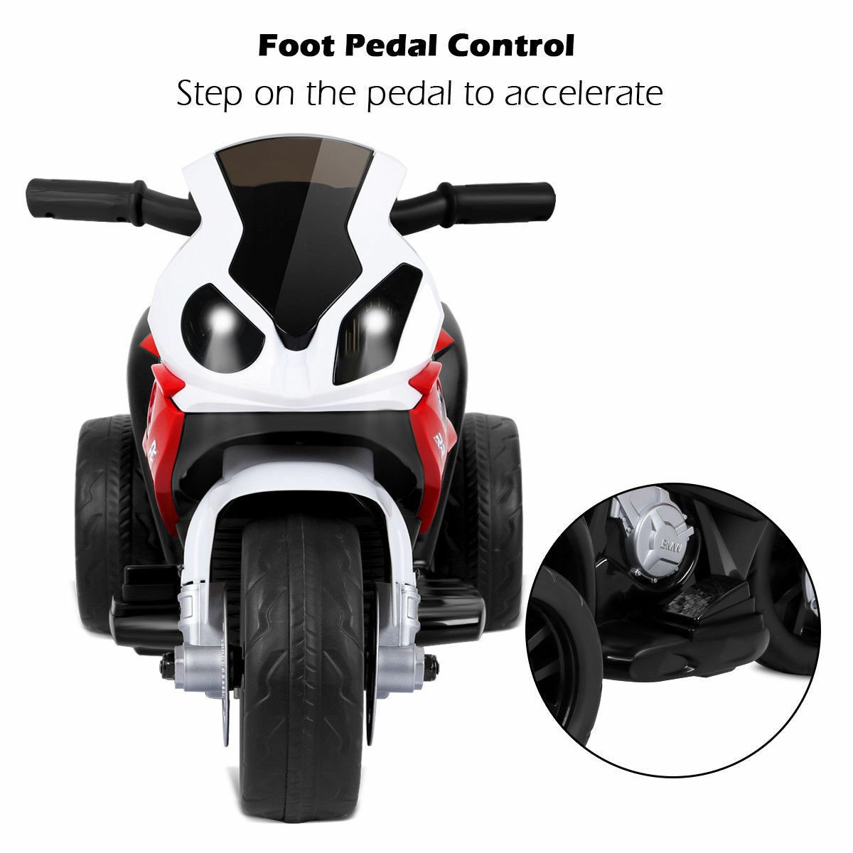 Kids Ride On Motorcycle BMW Licensed 6V Electric 3 Wheels Bicycle w/ Music Red