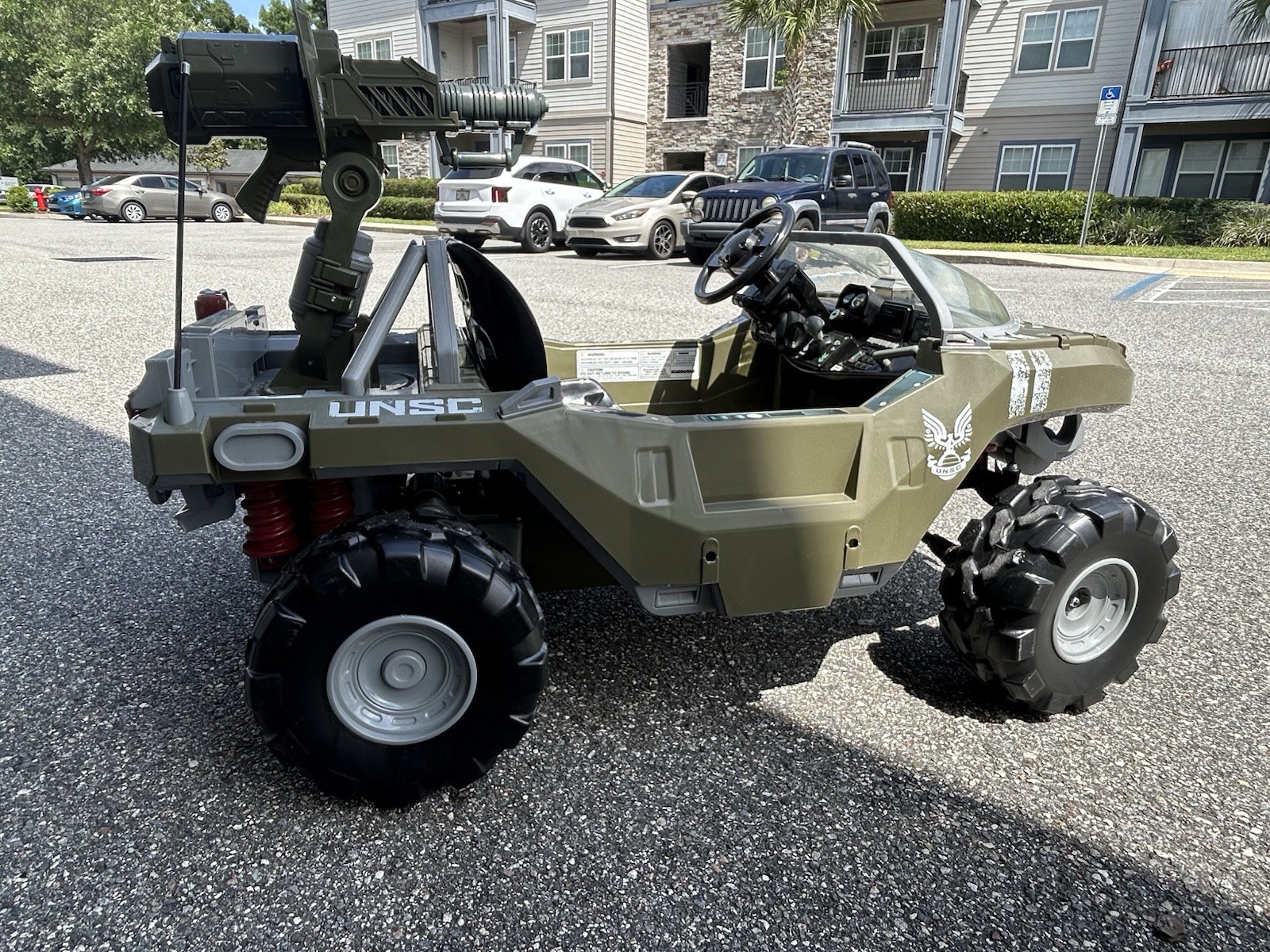 Microsoft Halo Warthog UNSC Battery Powered Ride-On Vehicle, 2 Seats, Turret