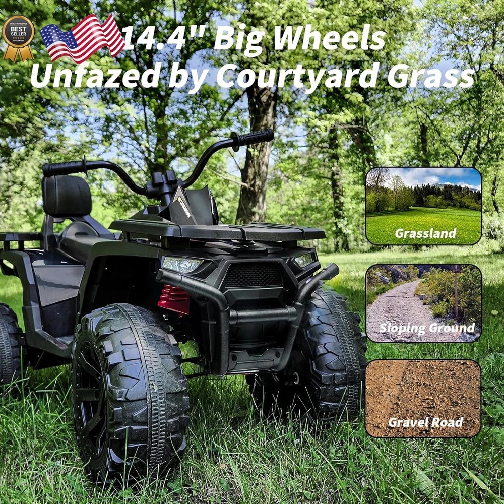 Kids ATV 4 Wheeler 24V Ride on Toys Car for Big Kids with 400W Motor 2 Black