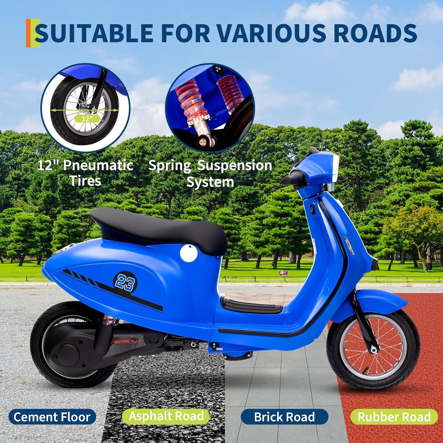 24V 10AH Electric Motorcycle for Kids Electric Scooter with Seat for Kids
