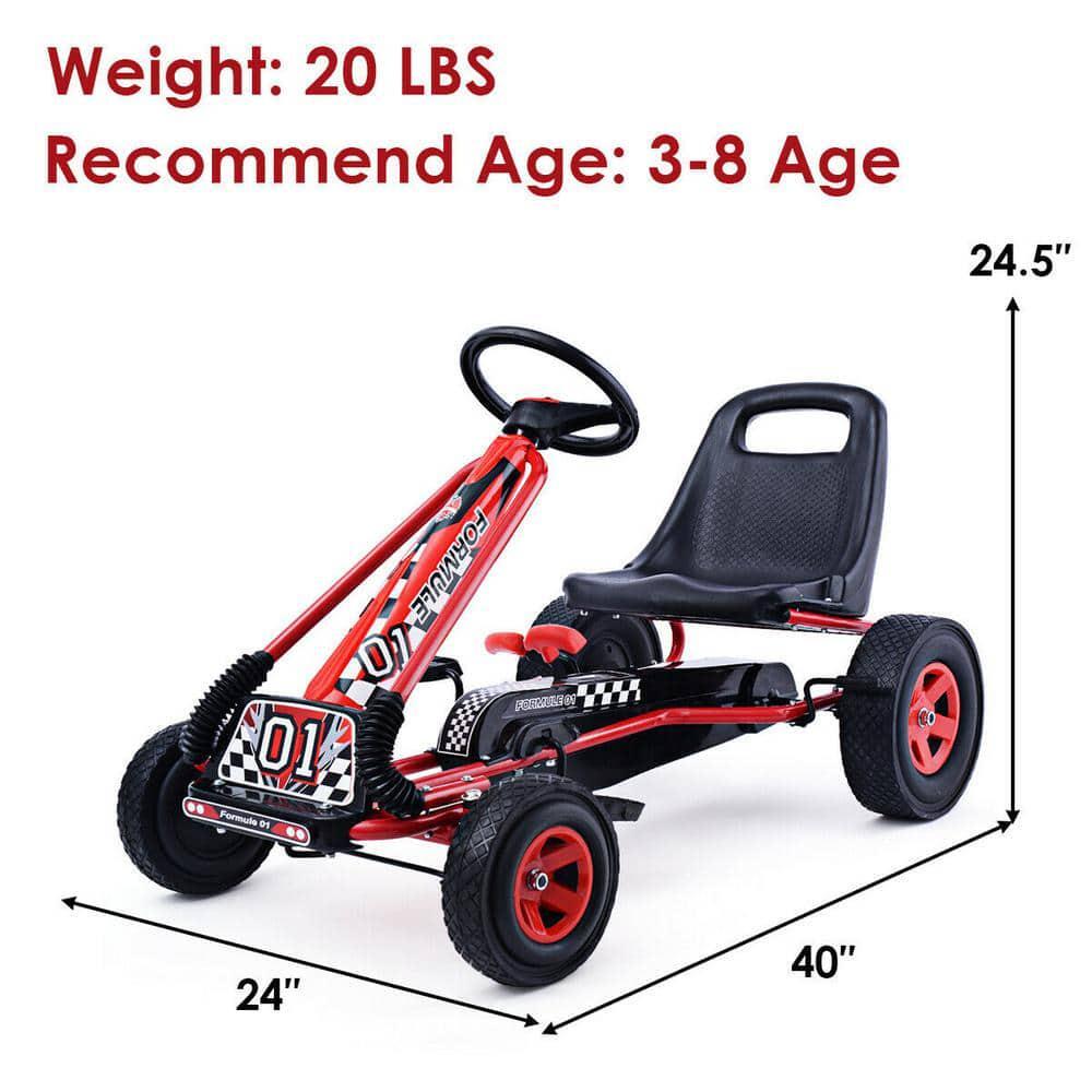 7 in. Red Kids Ride On Pedal Powered Bike Go Kart Racer Car Outdoor