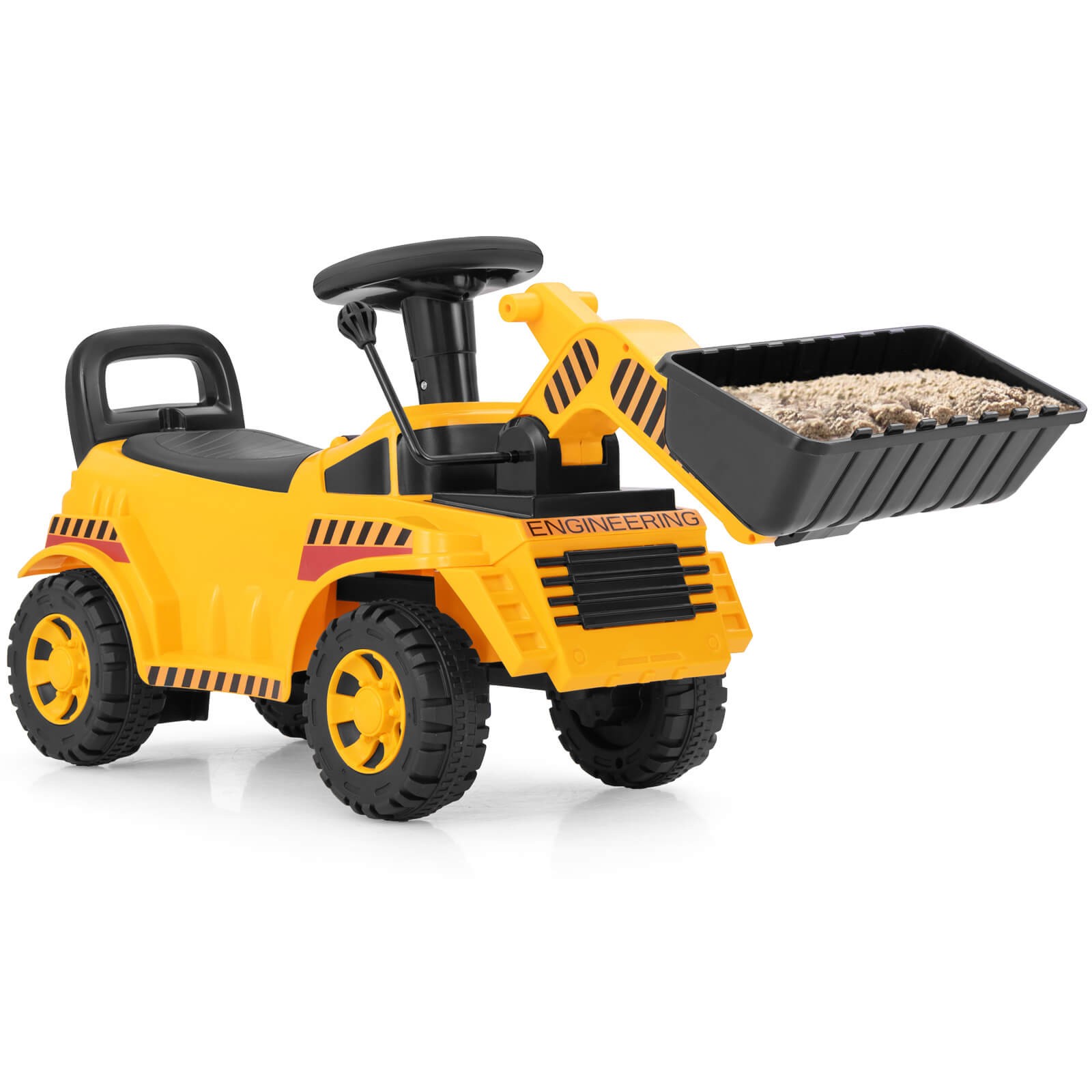 Kids Ride on Bulldozer w/Adjustable Bucket Engine Sound Excavator Digger Toy