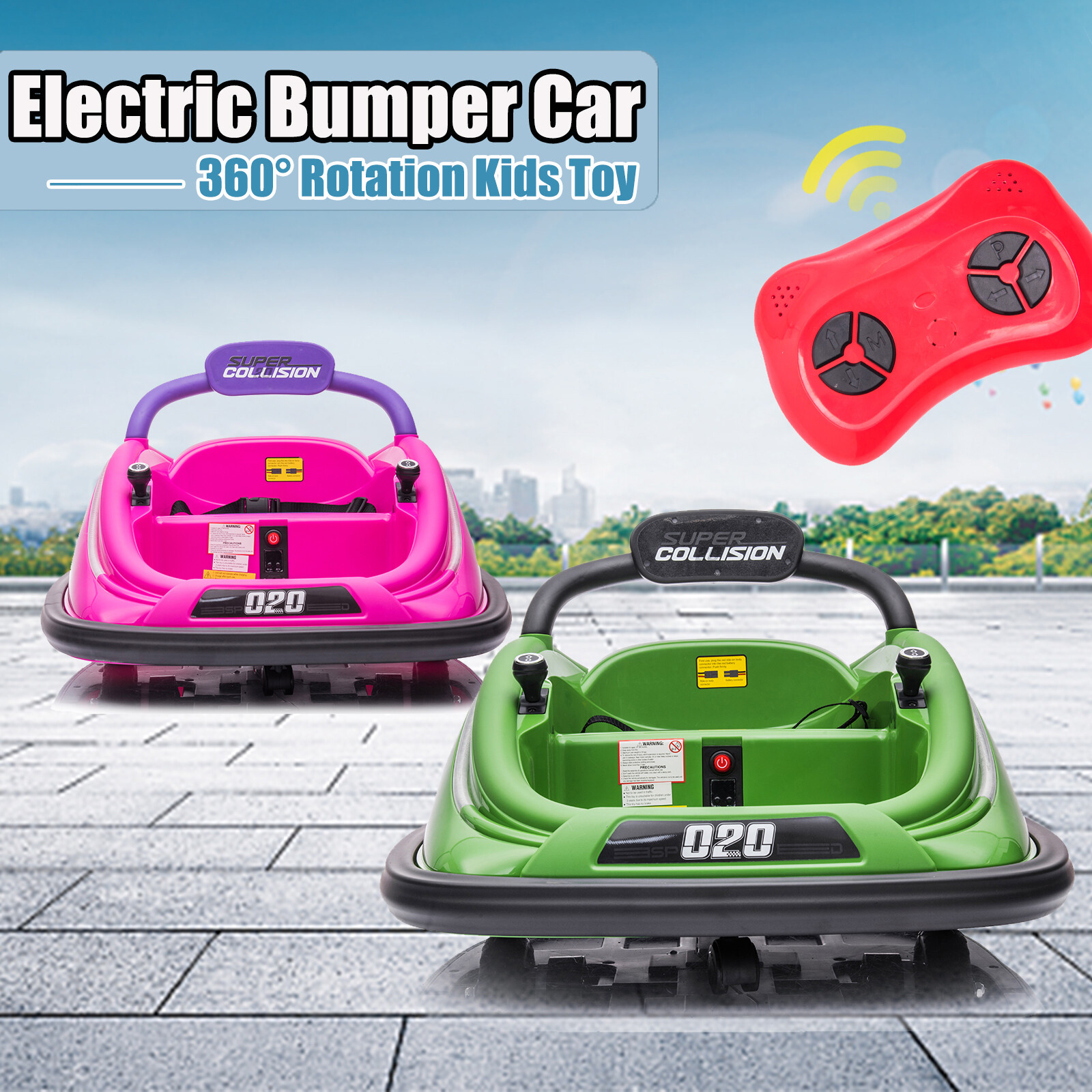 360° Spin 12V Kids Ride On Car Bumper Electric VehicleToy Parent Remote Control