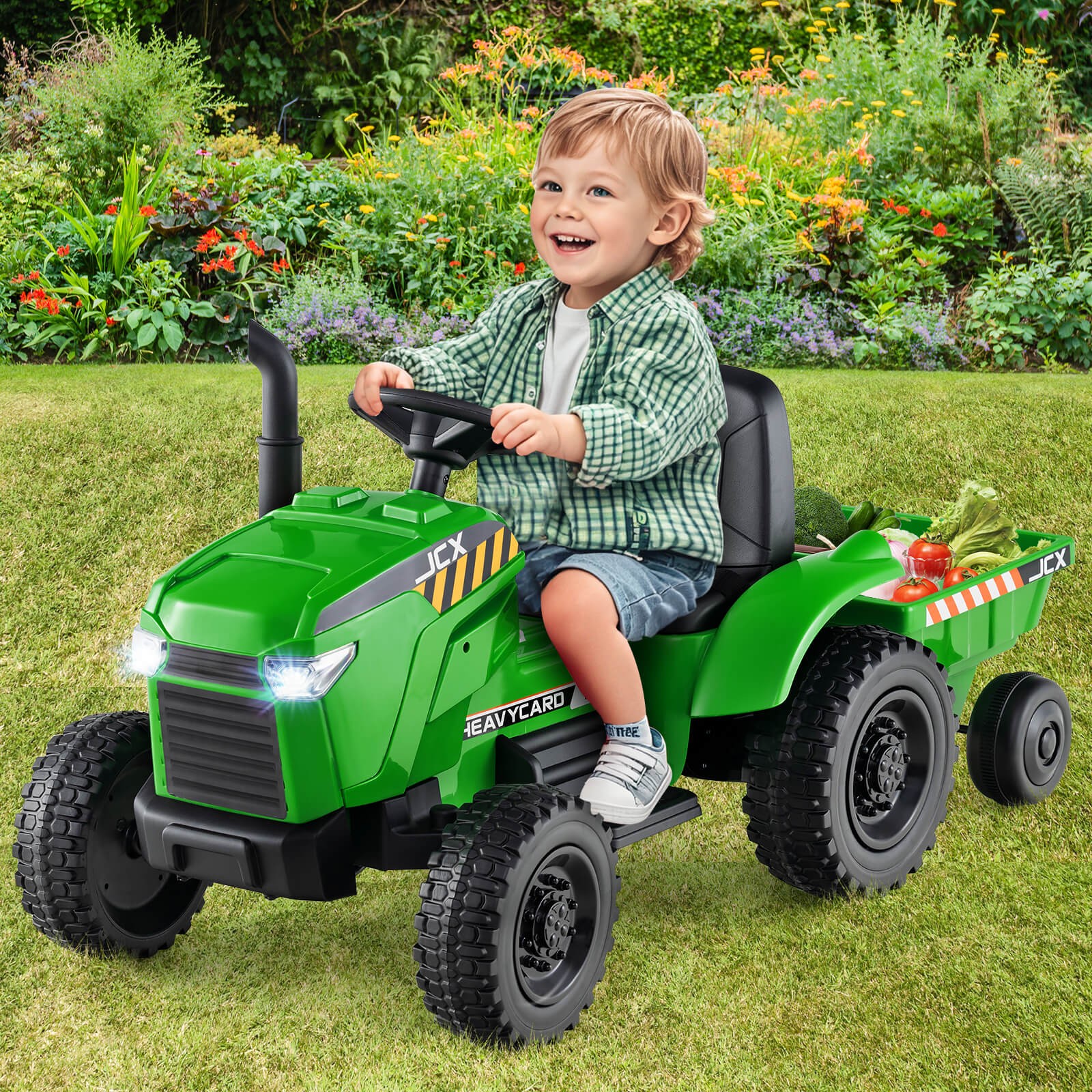 2-in-1 Kids Ride On Tractor 12V Battery Powered Toy Car w/ Remote Control