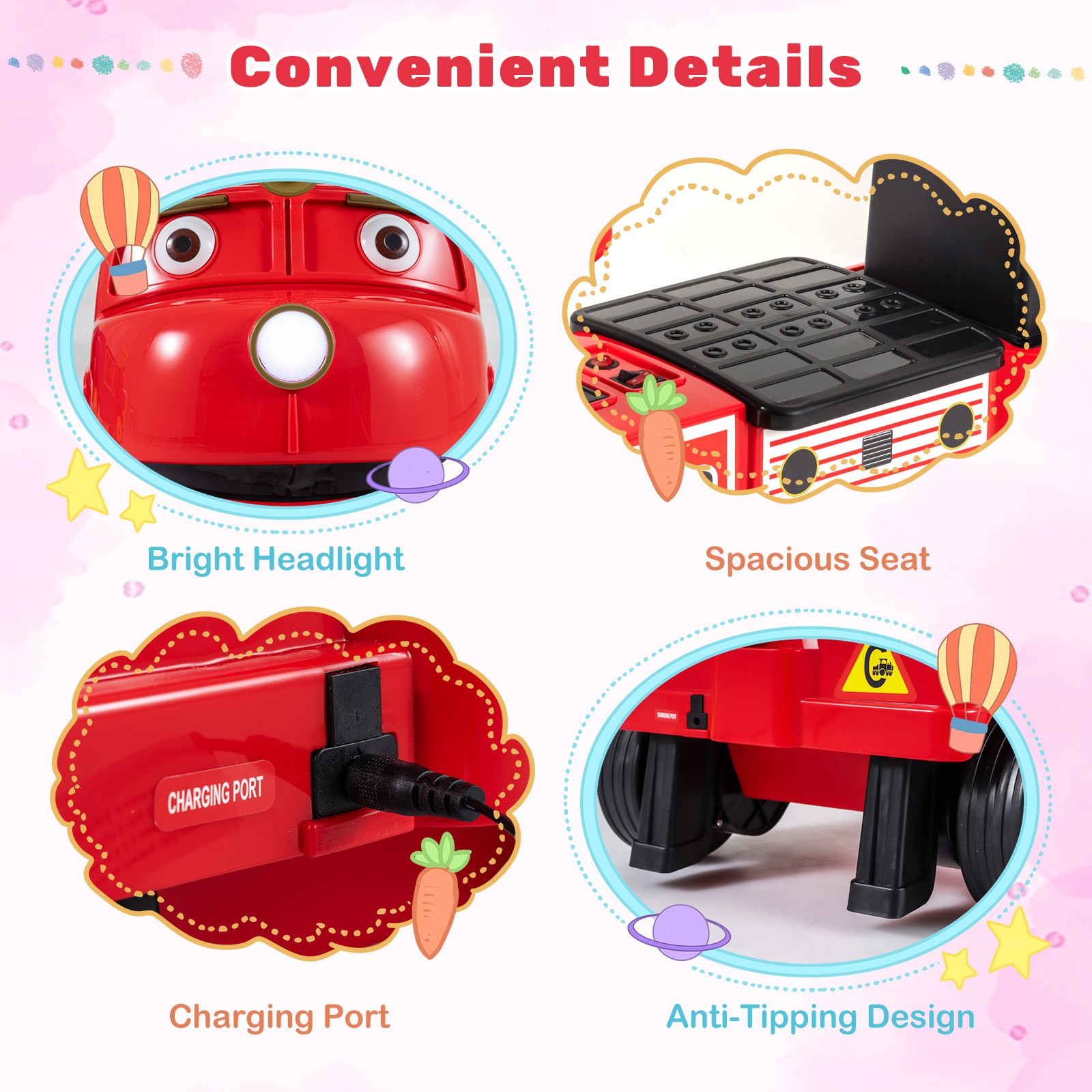 2-Seater Ride on Train,Licensed Chuggington Electric Vehicle w/Adjustable Seat