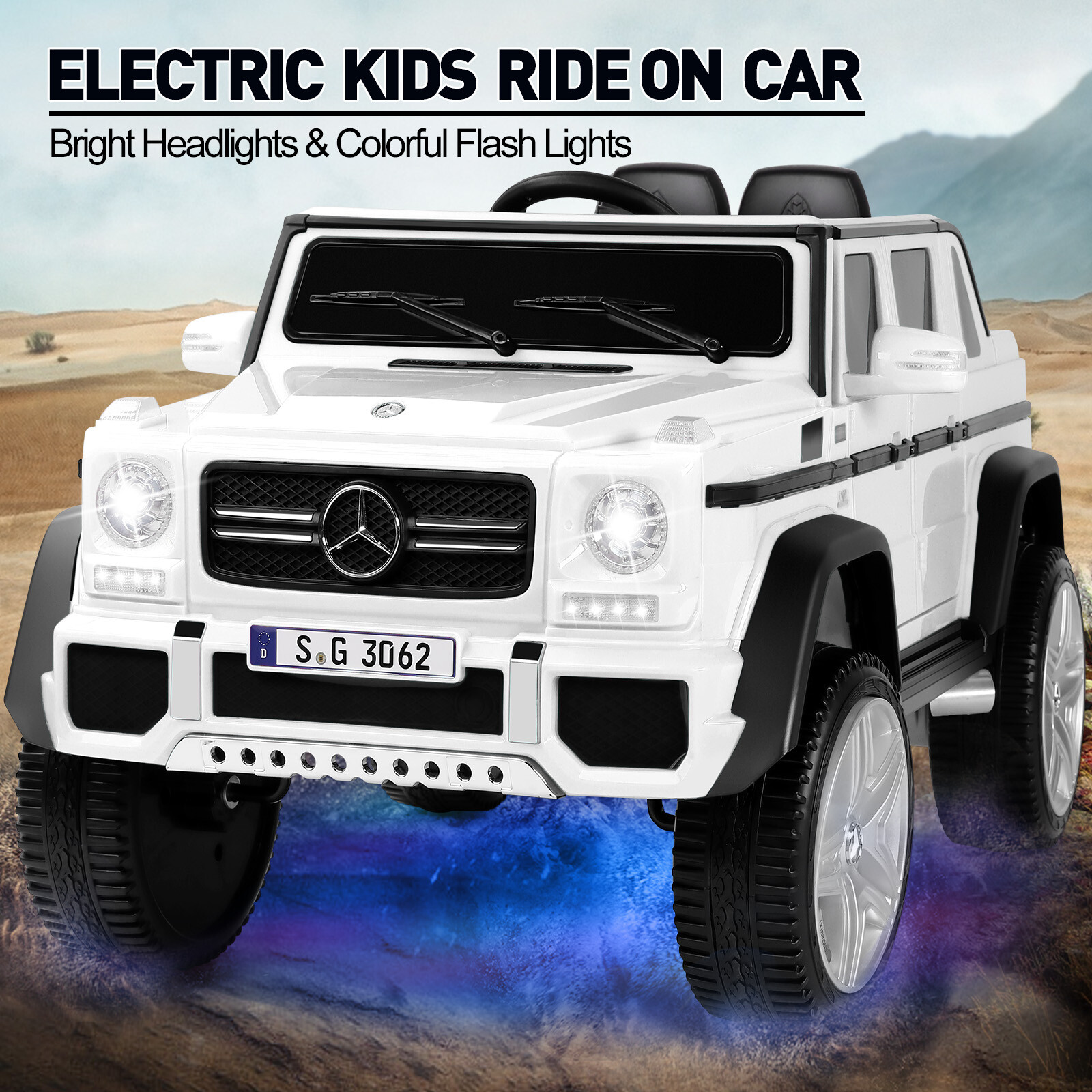 White Electric 12V Battery Kids Ride On Car 3 Speed Music LED MP3 Remote Control