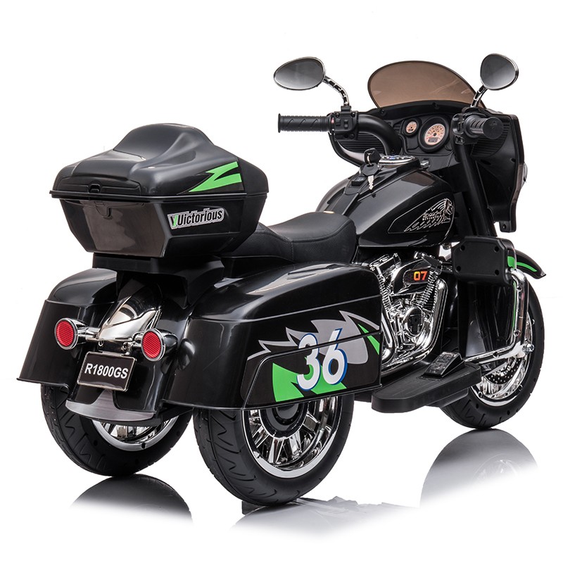 12V Kid Motorcycle Ride On Toy Key Start 3-Wheel 2-Seat Motorbike for 3-6 Black