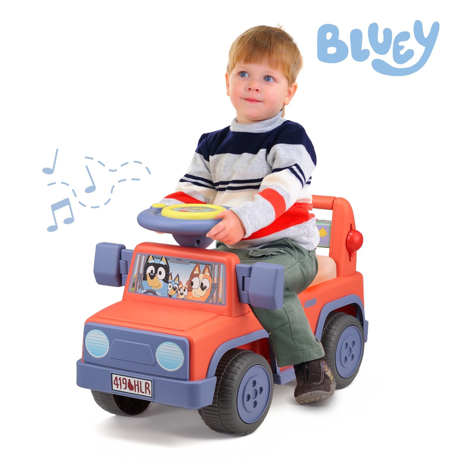 Bluey Licensed Interactive Ride-On Push Car for Boys and Girls, Foot-to-Floor