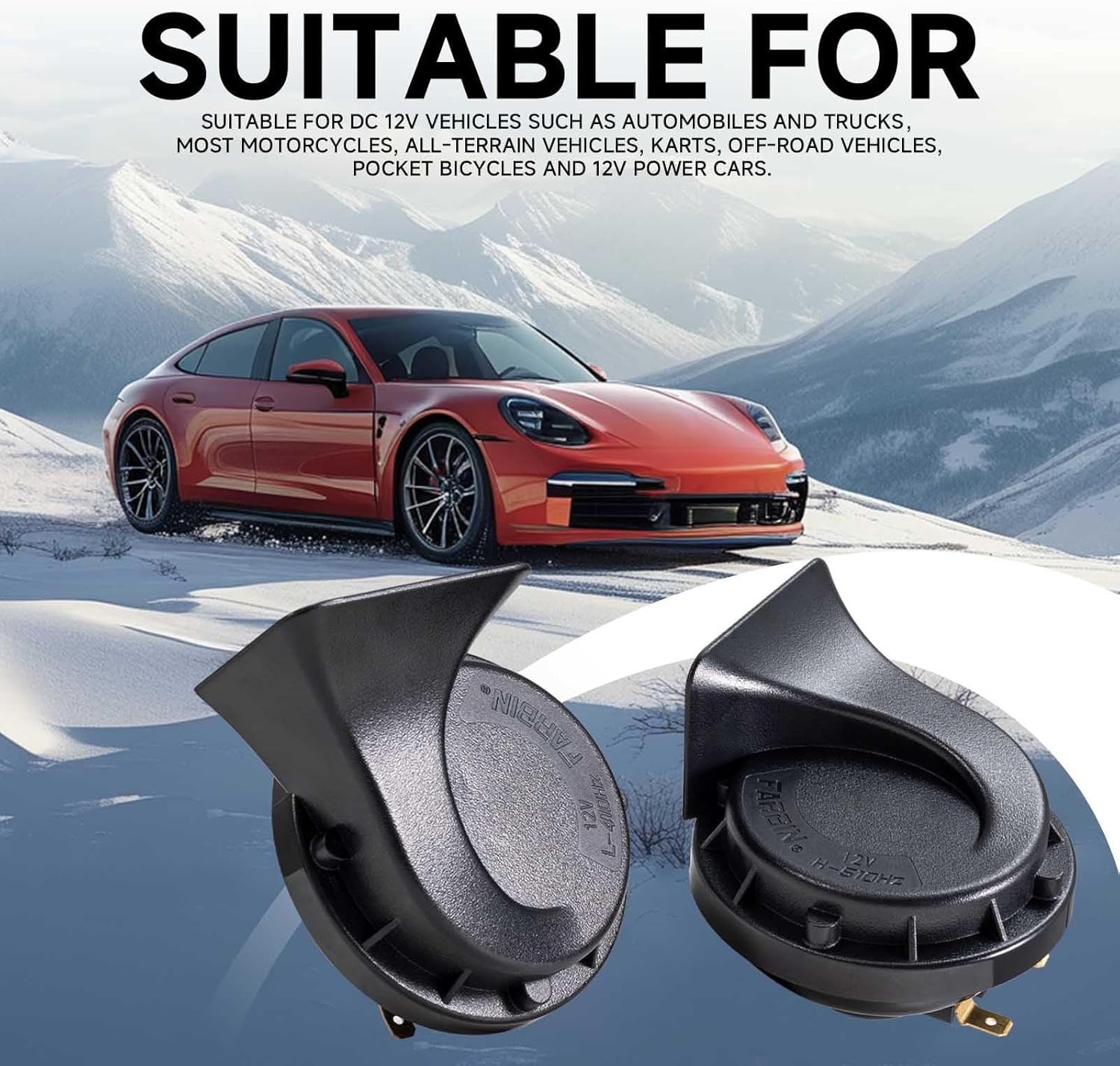 Snail Electric Horn Universal Fit for Car12V Black Train Horn for MotorcycleW…