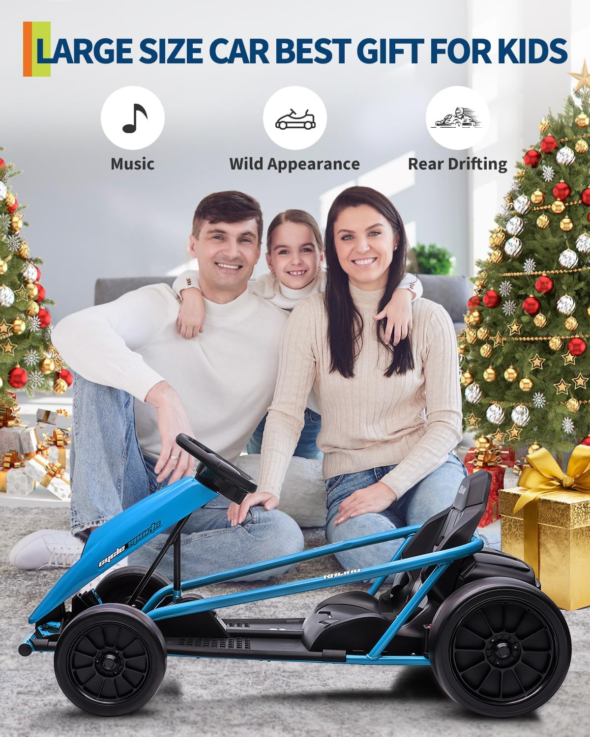 24V 9Ah Kids Ride on Go Kart Toy, High Speed 8.1MPH Drifting Car with Powerful M