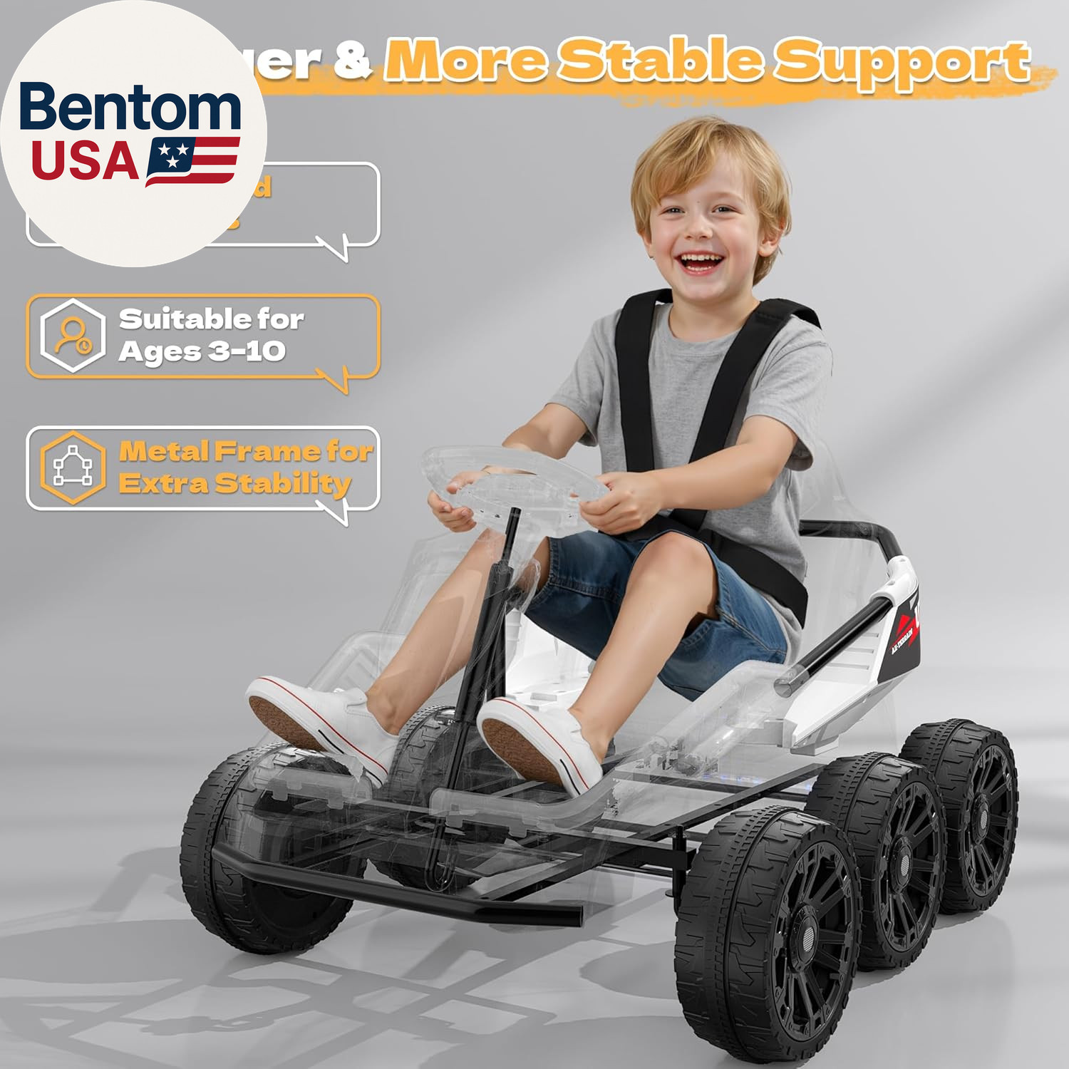24V Ride on Toys for Big Kids 3-10, 4WD/2WD Switchable, No Height Limit, 17″ Wid