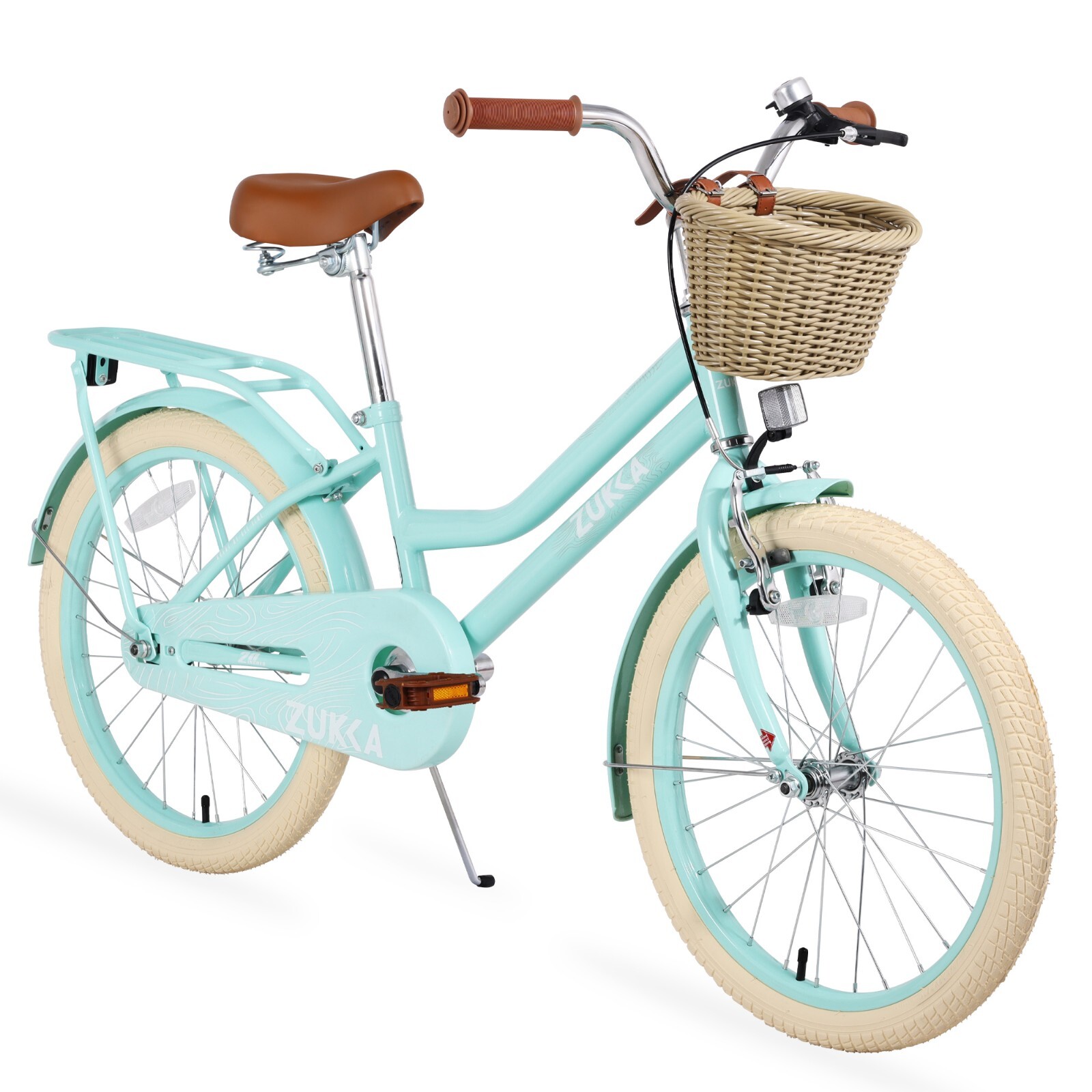 20″ Kids Bike for Teenager 7-10 Years Girls Single Speed with Woven Basket Green