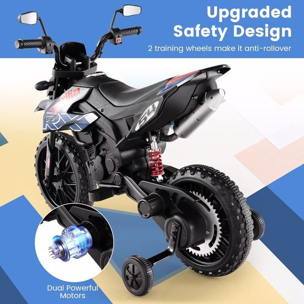 Kids Dirt Bike 12V Electric Off Road Motorcycle Training Wheel Music Toy Xmas US