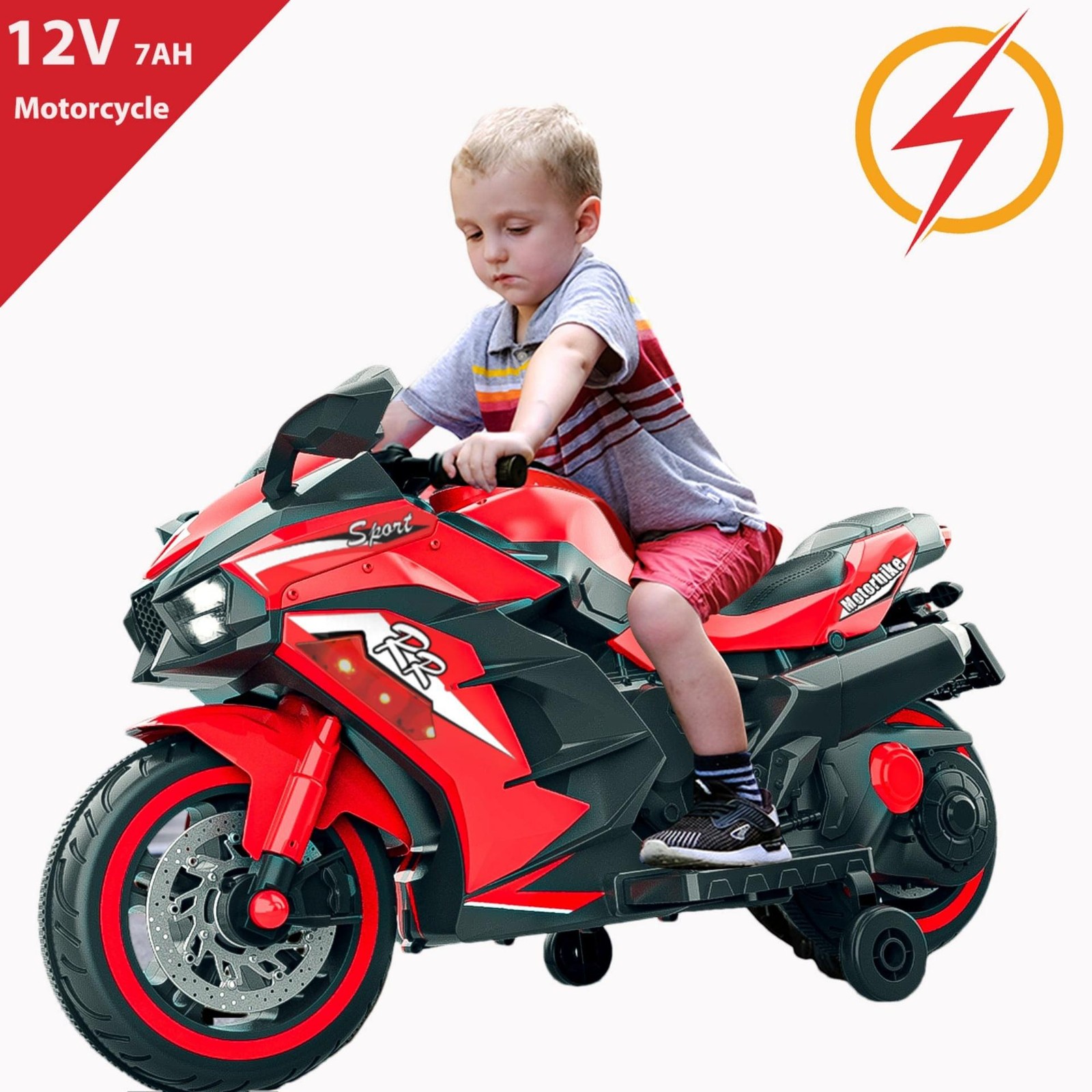 12V Kids Electric Motorcycle LED Lights Ride On Toy Bike 2 Wheels Birthday Gift