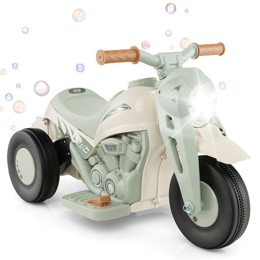 6V Kids Electric Ride on Motorcycle with Bubble Maker and Music-Beige – Color: B