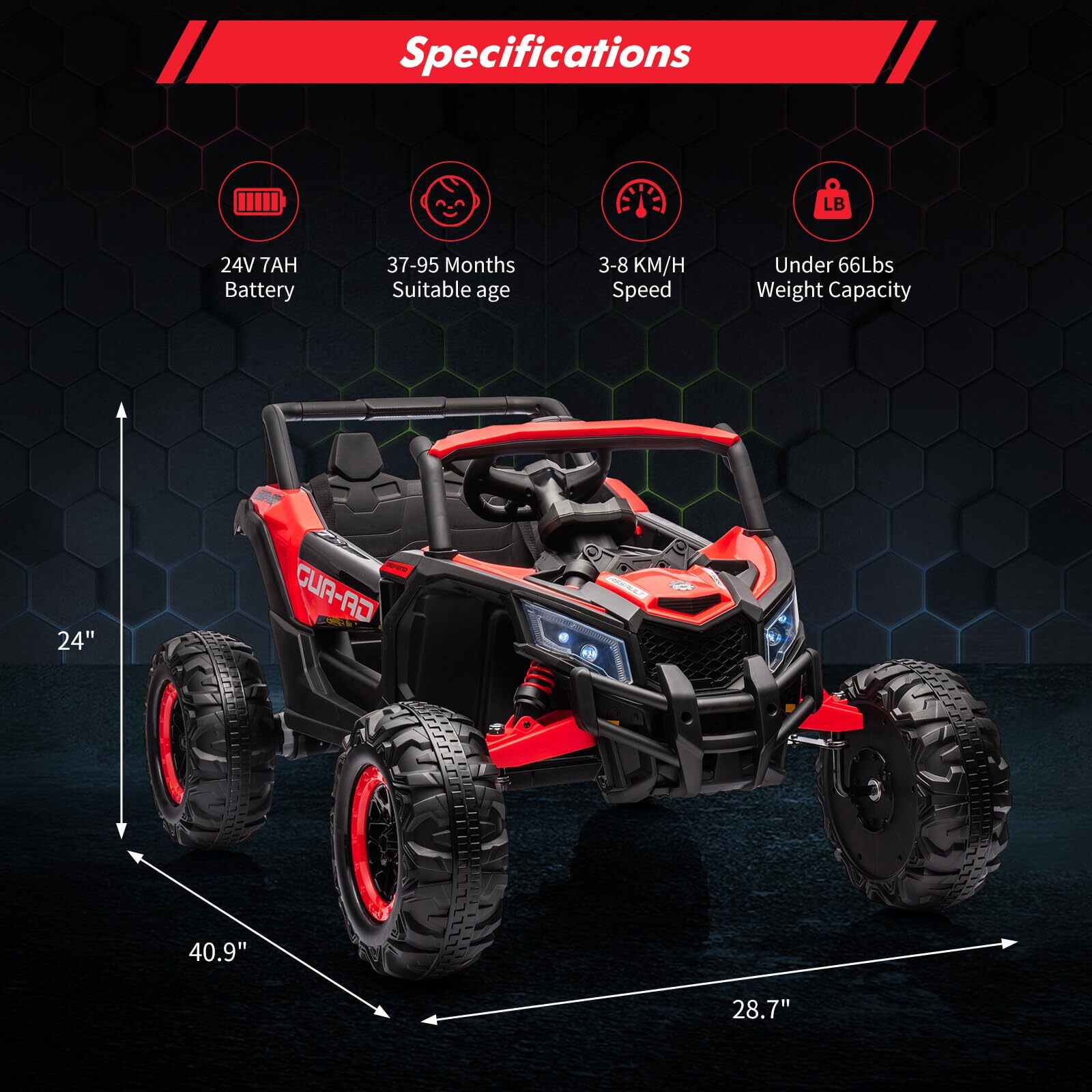 24V Kids Ride On UTV Car, Battery Powered Electric Vehicles With Remote Control
