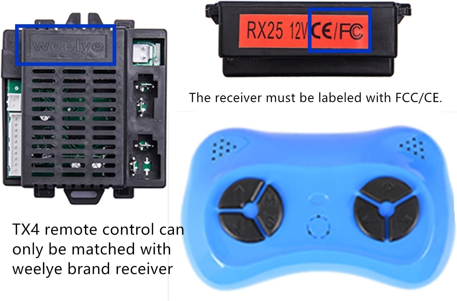weelye 2.4G Bluetooth Remote Control (TX4) Accessories for Kids Powered Wheels C