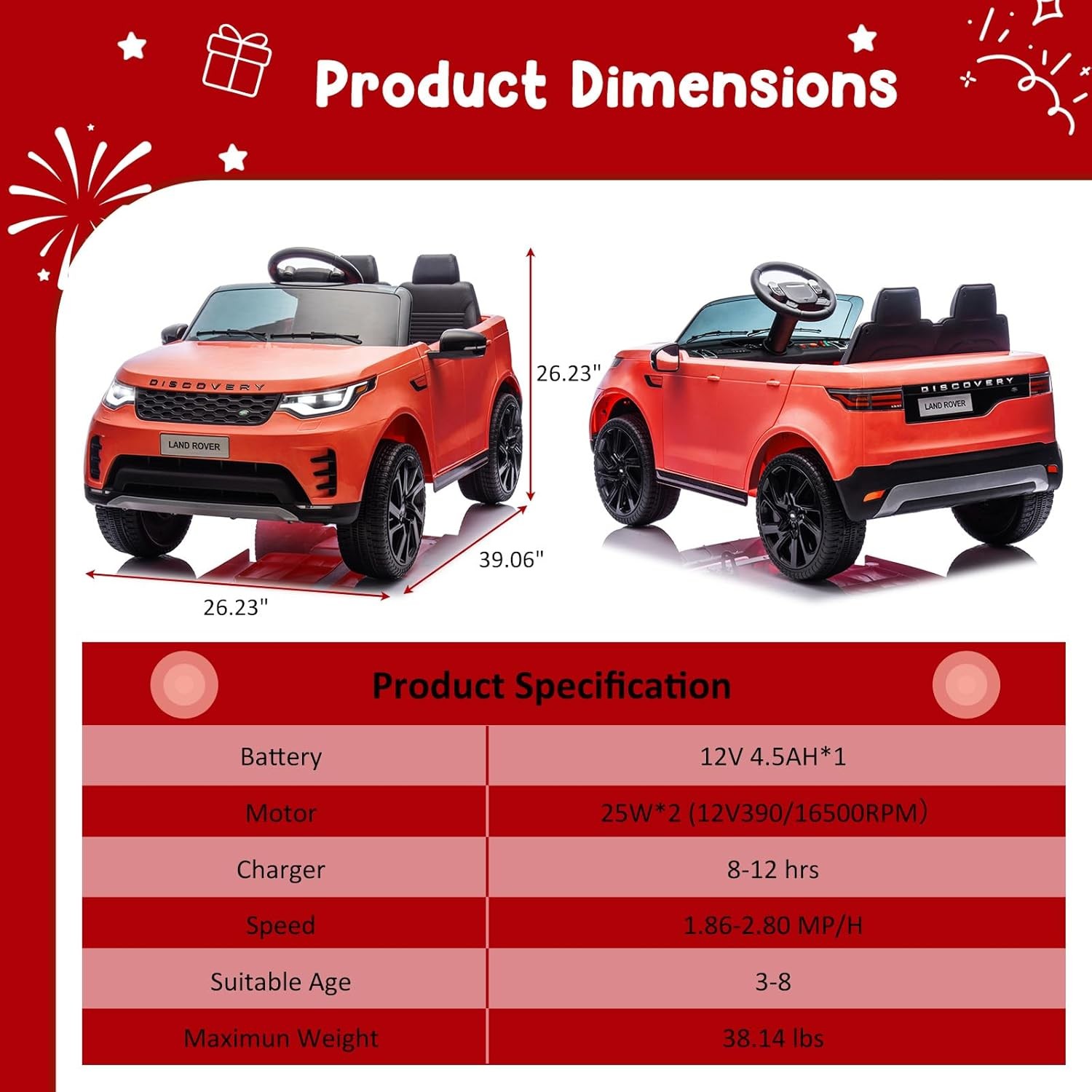 Licensed Land Rover 12V 2-Seater Ride-On Car W/ Parent Remote Control Multicolor