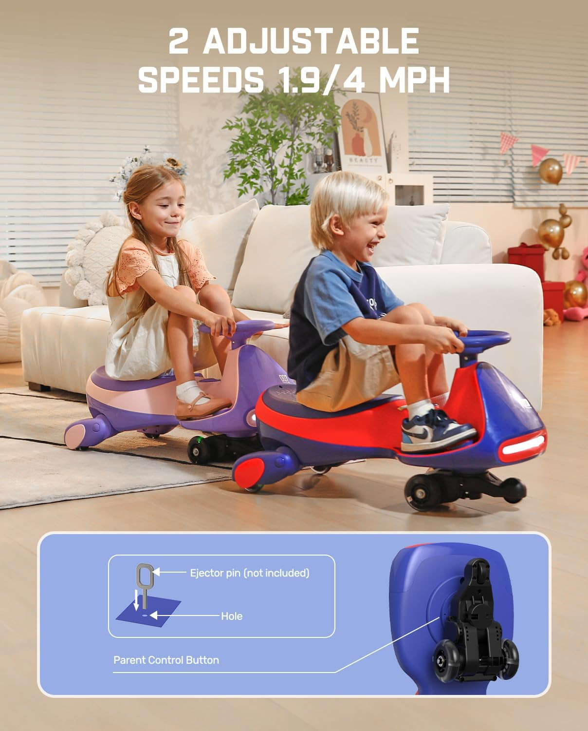 N7 Pro Electric Wiggle Car with Pedal, Rechargeable Battery, Cyberwiggle, 2 in 1