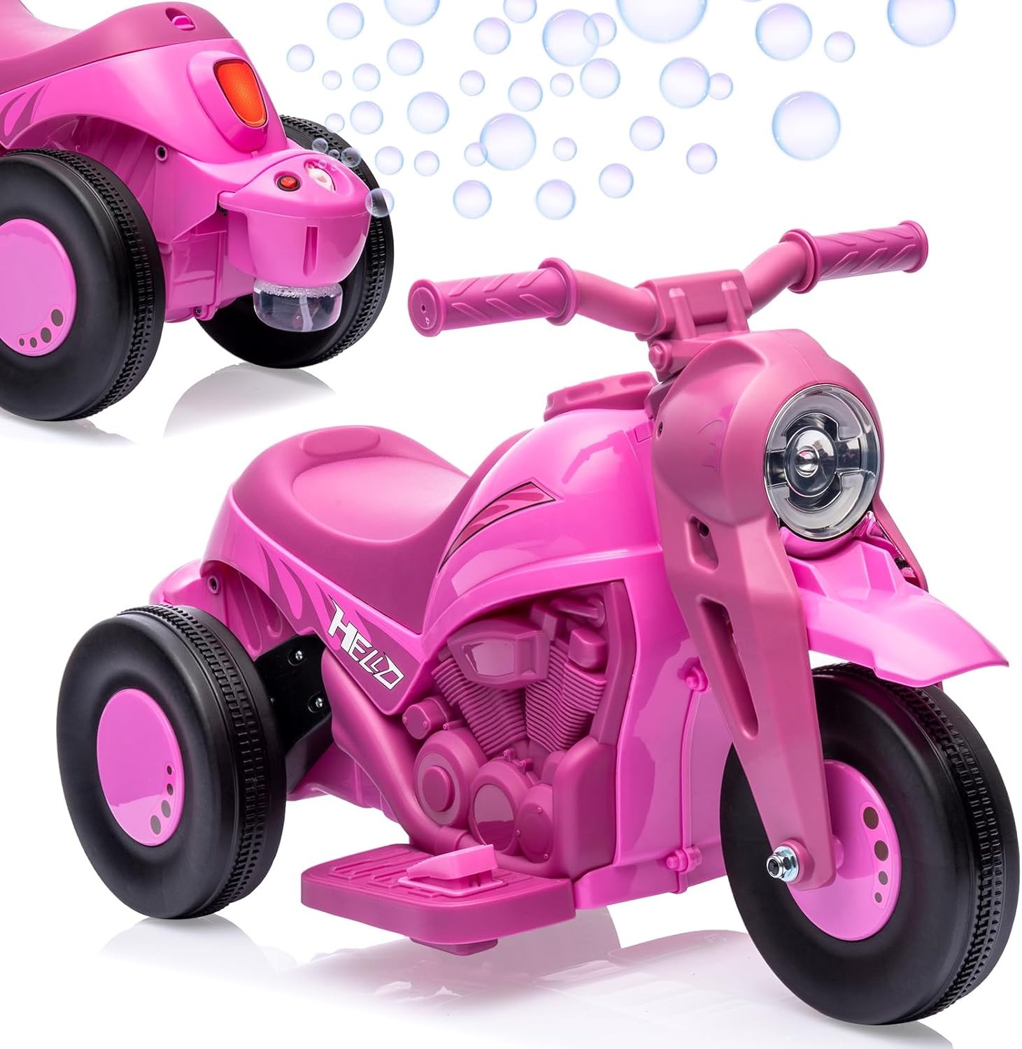 🌟 6V Electric Ride On Motorcycle 3 Wheel Kids Toy w/ Music Bubble Light