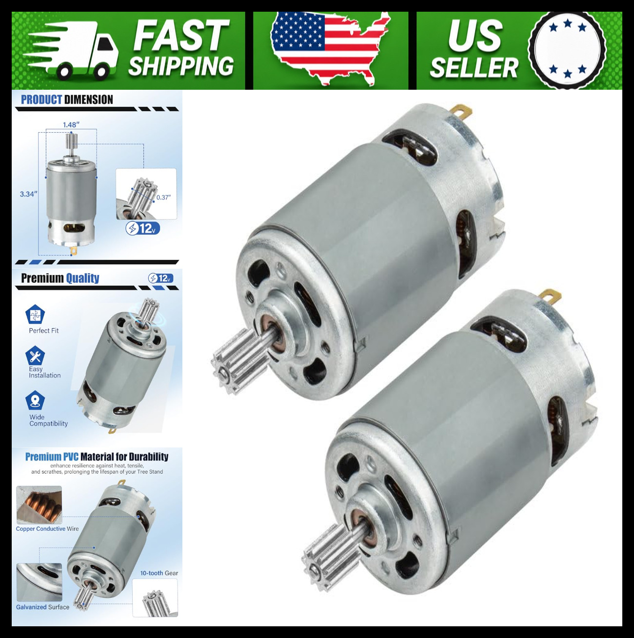 12V Gearbox Motor for Peg Perego Kids Ride-On Cars Replacement