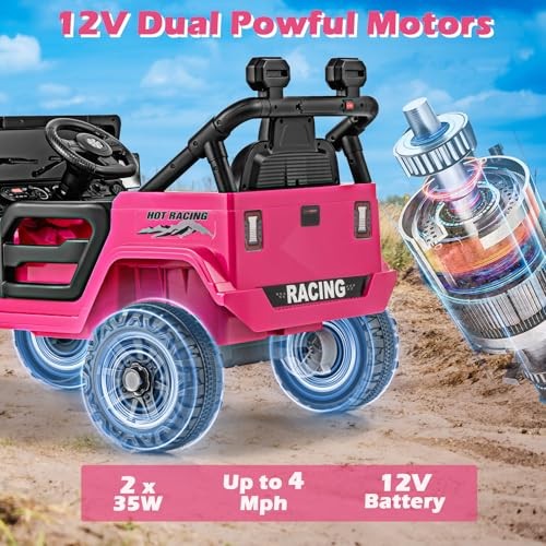 Pink 12V Battery Powered Electric Vehicle for Kids – Remote – Ride-On Truck
