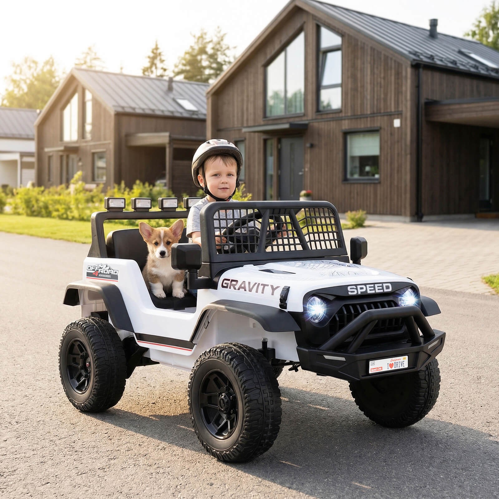 24V Ride On Car w/Remote Control Music LED Headlights Spring Suspension for Kids