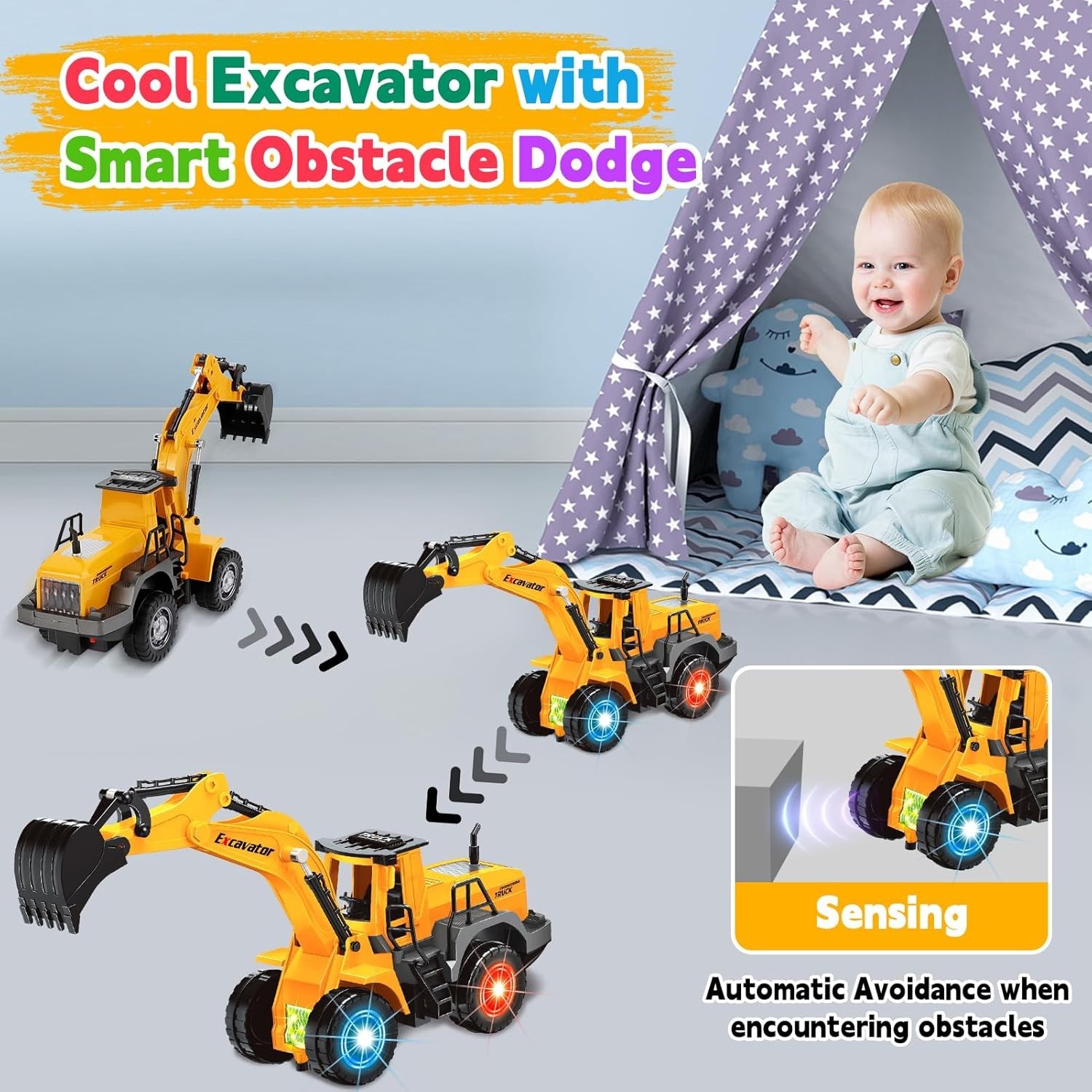 Large Excavator Toy with Realistic Digging Arm – Perfect Birthday Gift for Boys