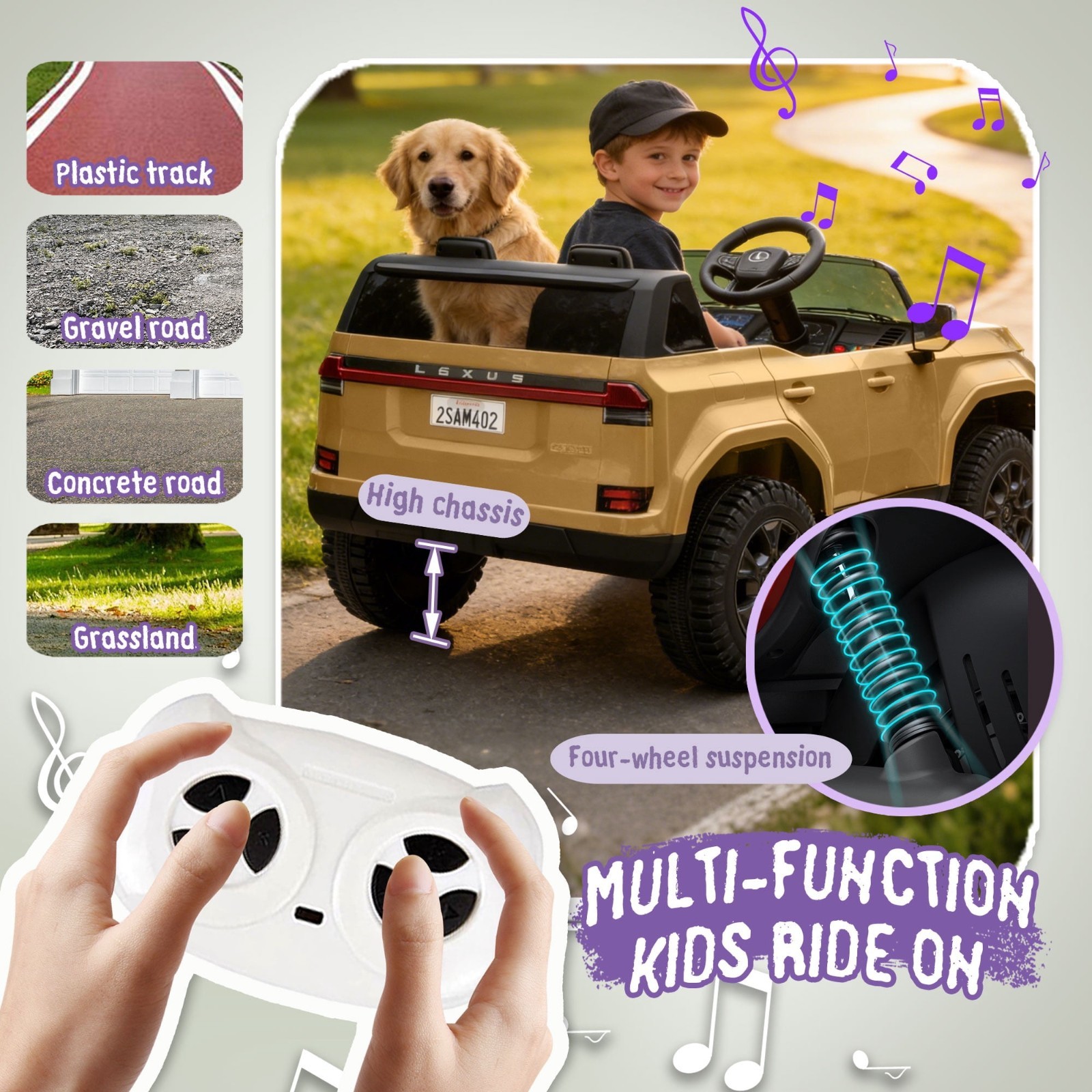 Lexus GX550 24V Kids Ride On Car 2-Seater Electric Truck Toy 3.73MPH with Remote