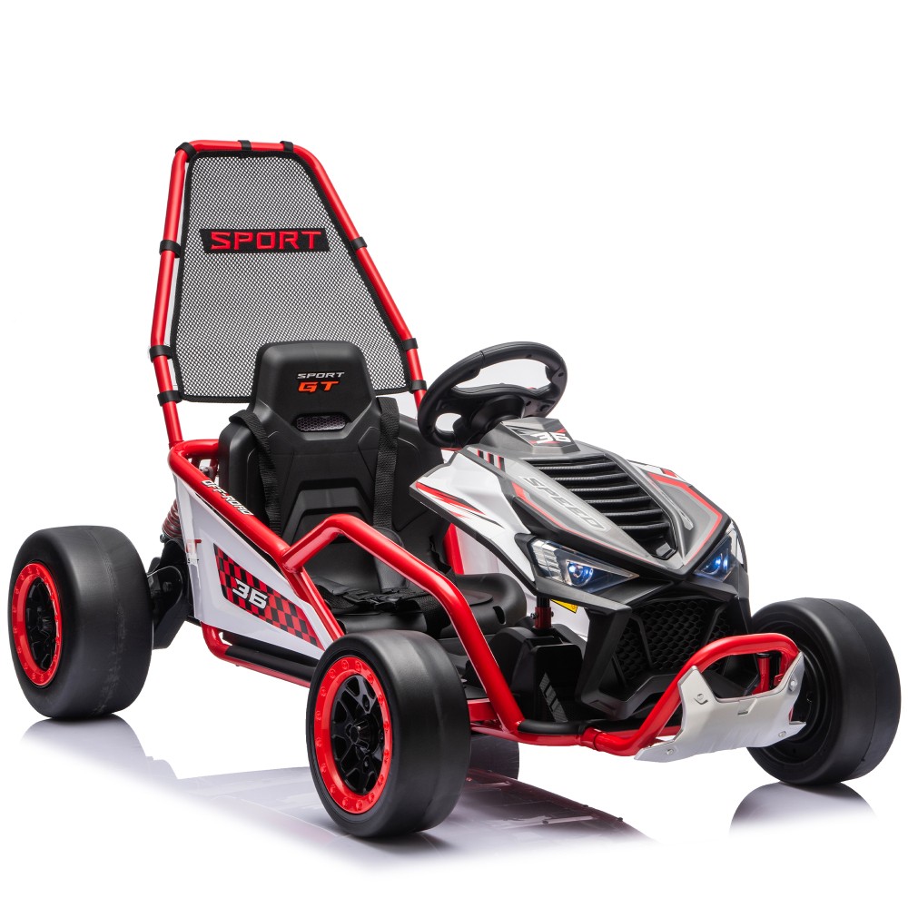 24V 400W Electric Ride on Toy Crazy Go Cart Drift Car 5-7.5 MPH for Kids 6-12