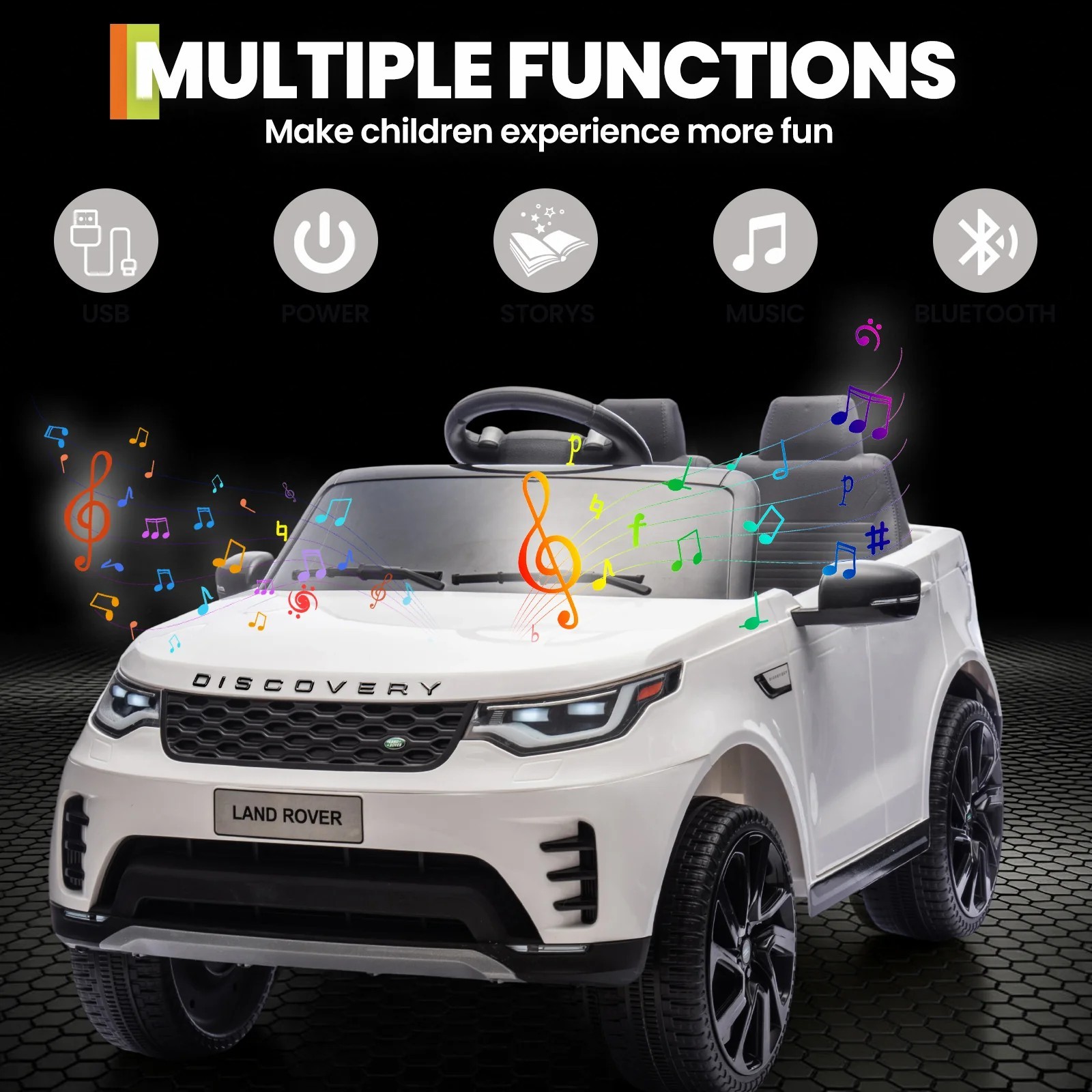 12V Kids Ride On Car Land Rover Style Dual Motors 3 Speed Remote Control White