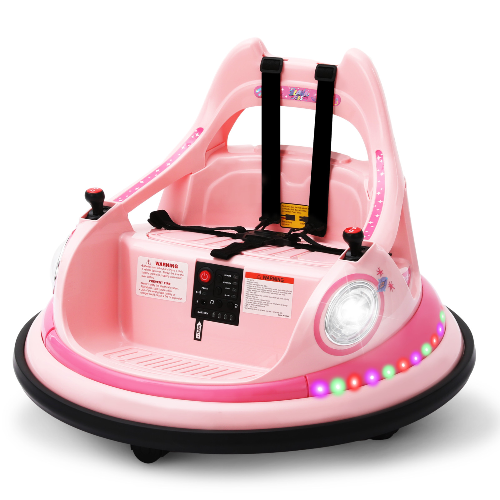 12V Electric Bumper Car for Kids 1.5-6 Years with Remote Control DIY Stickers