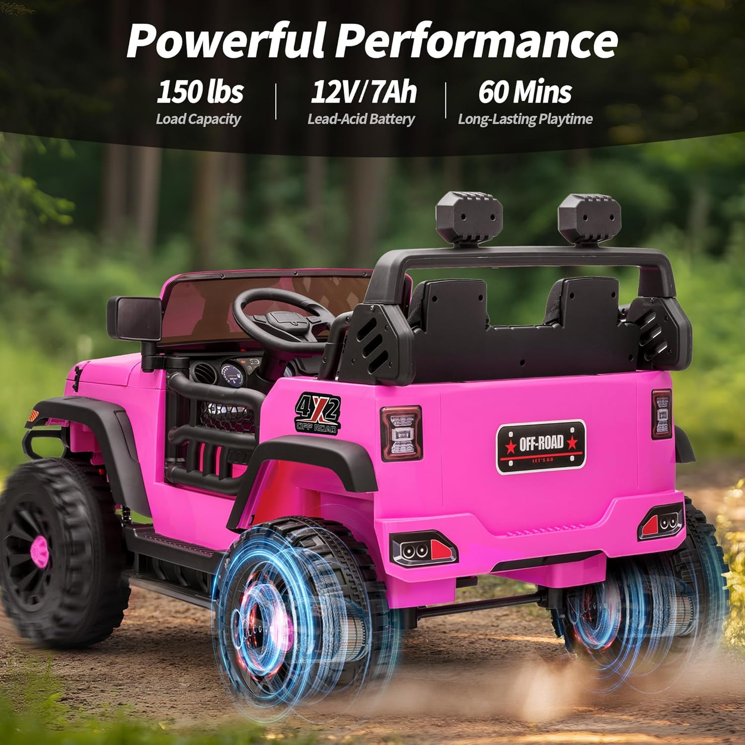 2 Seater Ride on Car Truck, 12V Kids Electric Ride on Toy for Big Kids Age 3-8 W