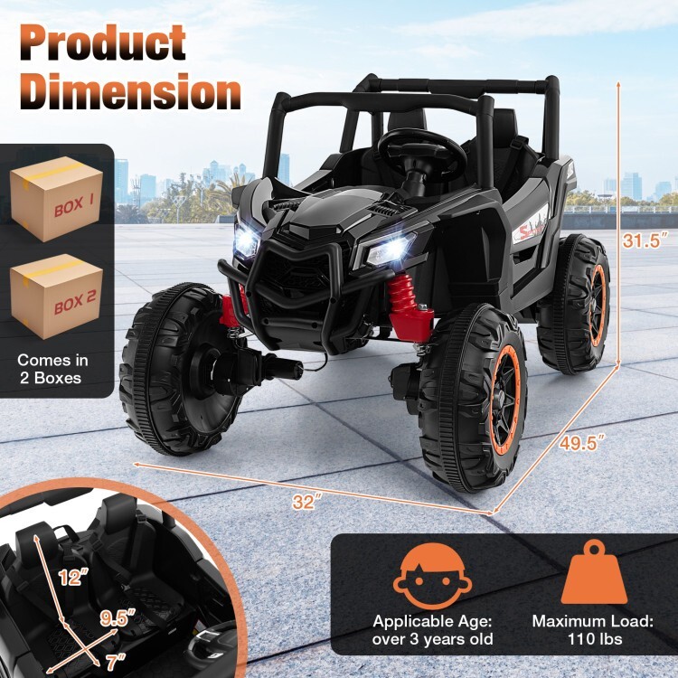 2-Seater Kids Ride On Electric UTV Toy Car 24V Gift Kids w/ 2.4G Remote Control